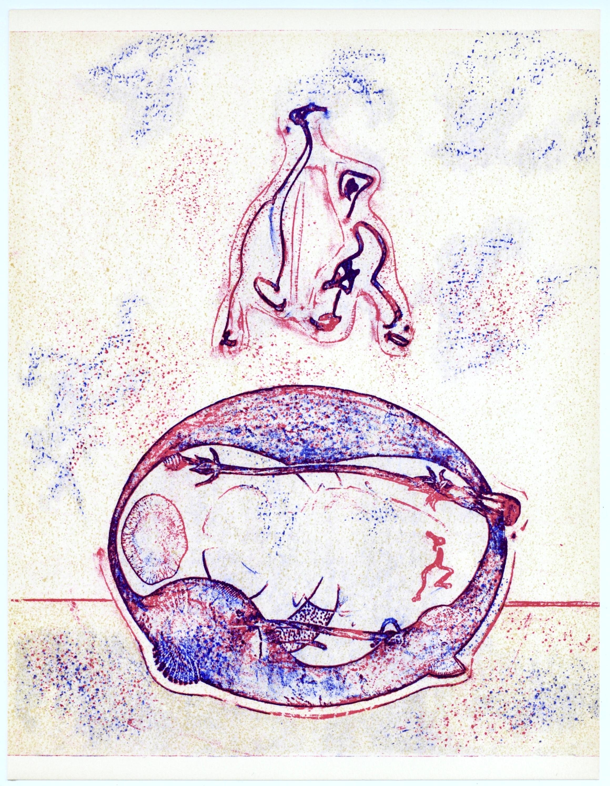 Lithographie auf Velinpapier. Papierformat: 12,4 x 9,65 Zoll. Beschriftung: Unsigniert und nicht nummeriert, wie ausgegeben. Referenzen des Werkverzeichnisses: Ernst, Max, et al. Max Ernst: Graphische Welten: Die Sammlung Schneppenheim. DuMont,