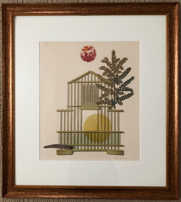 Bird Cage, Feather, Branch and Sun - Print by Max Ernst
