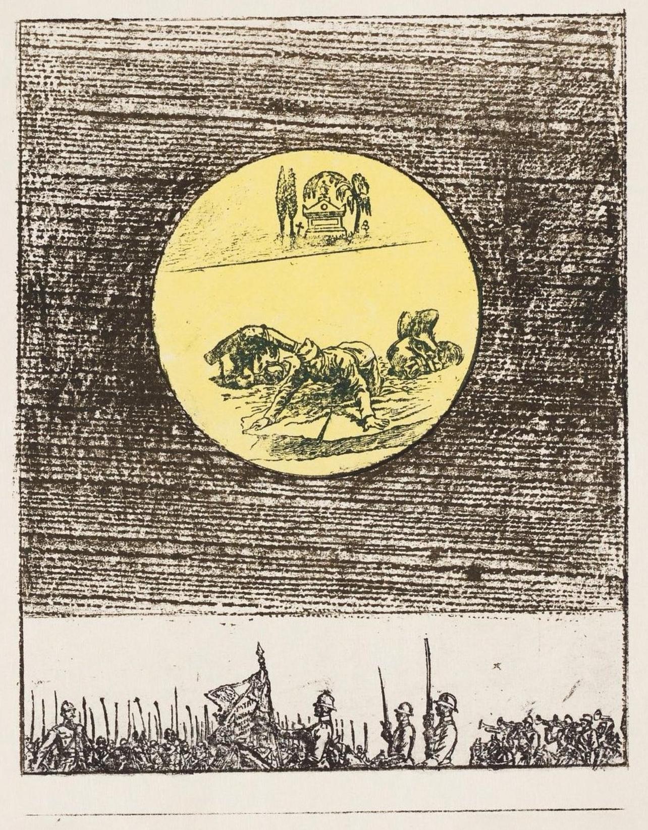 Lithograph on vélin d'Arches paper. Unsigned and unnumbered, as issued. Good condition. Notes: From the folio, La Ballade du Soldat, 34 Lithographies Originales de Max Ernst, 1972. Published by manus presse, Stuttgart; printed by Pierre Chave,