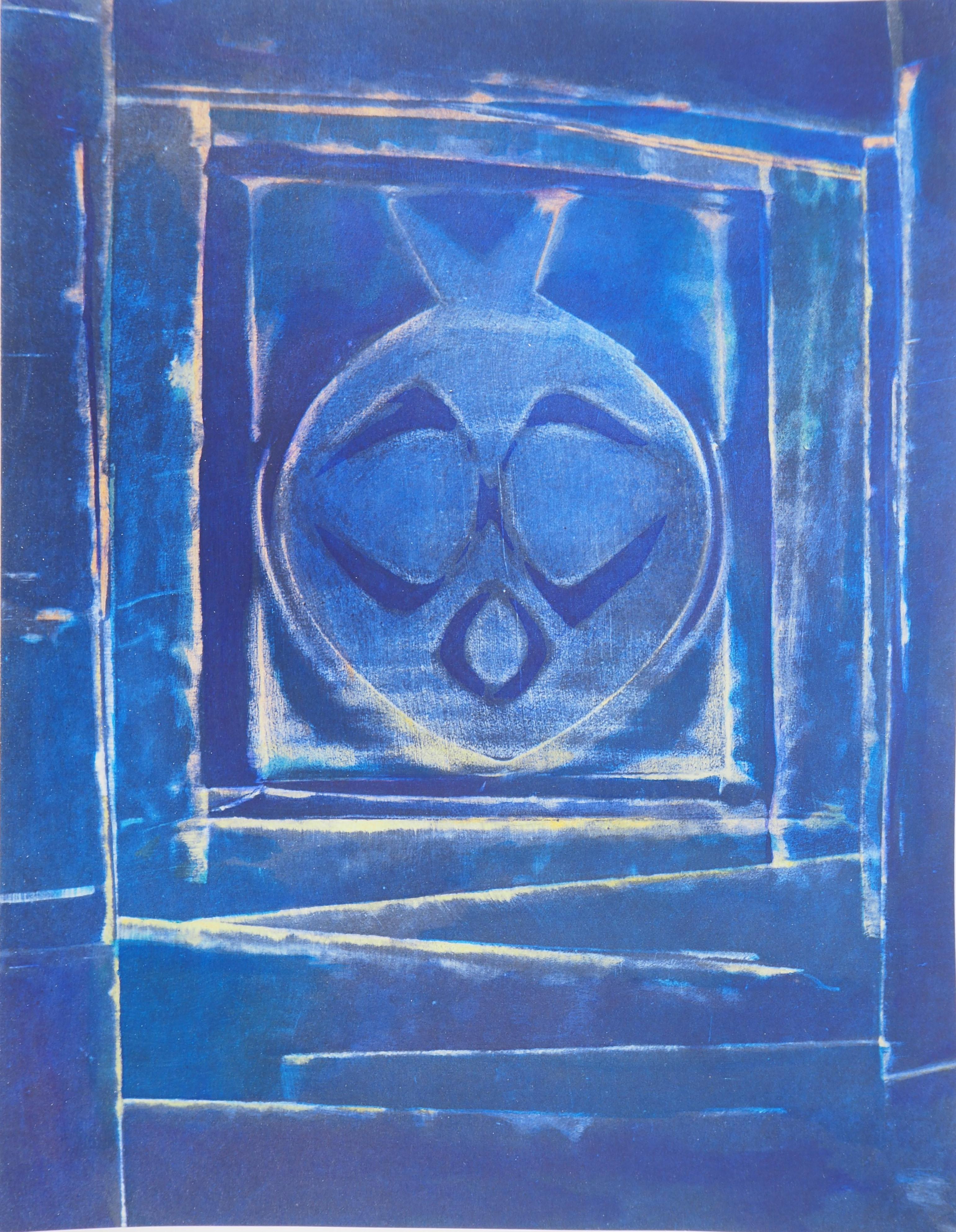 Composición con jarrón azul - Litografía y estarcido, 1958