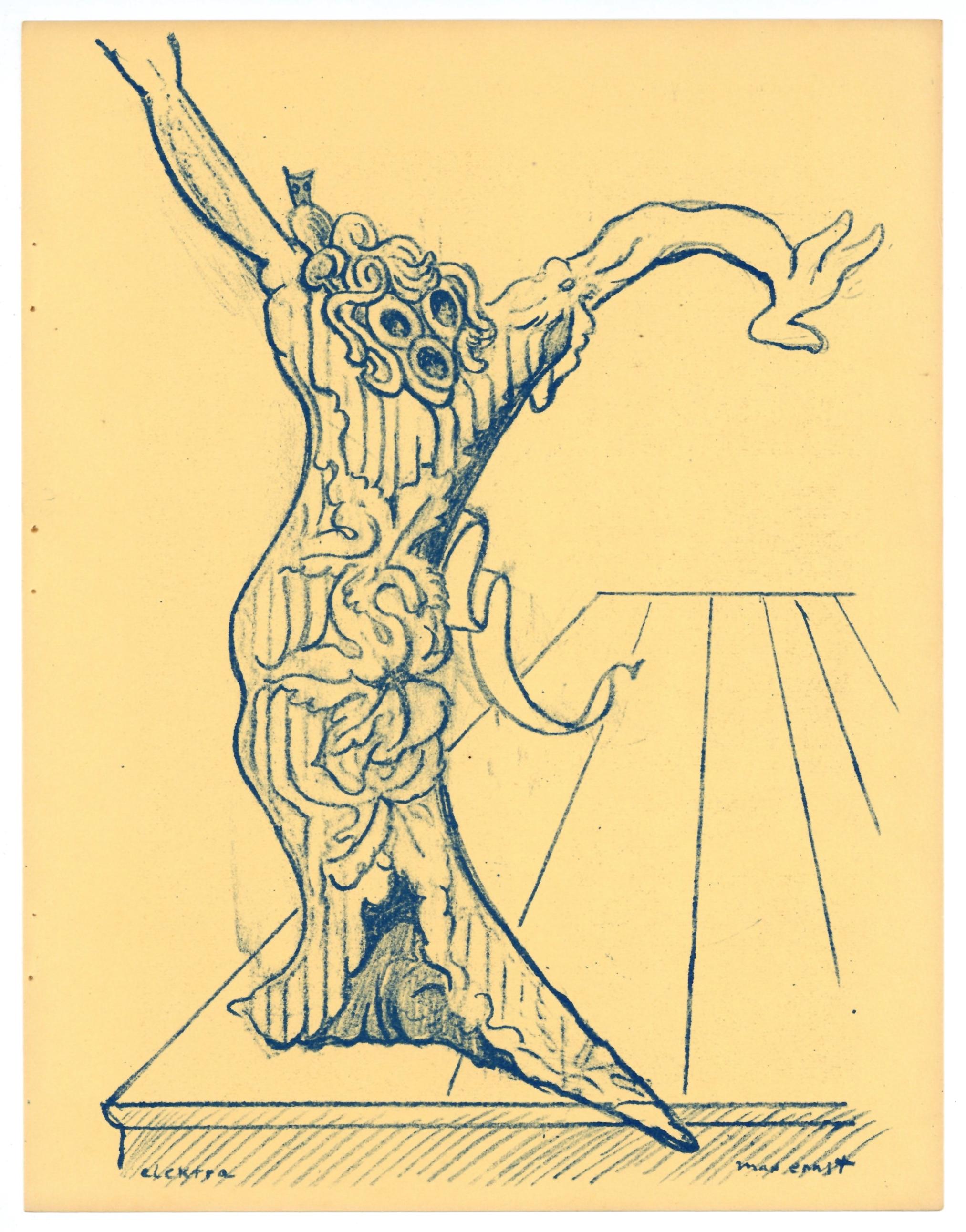 Lithographie originale d'Elektra - Print de Max Ernst