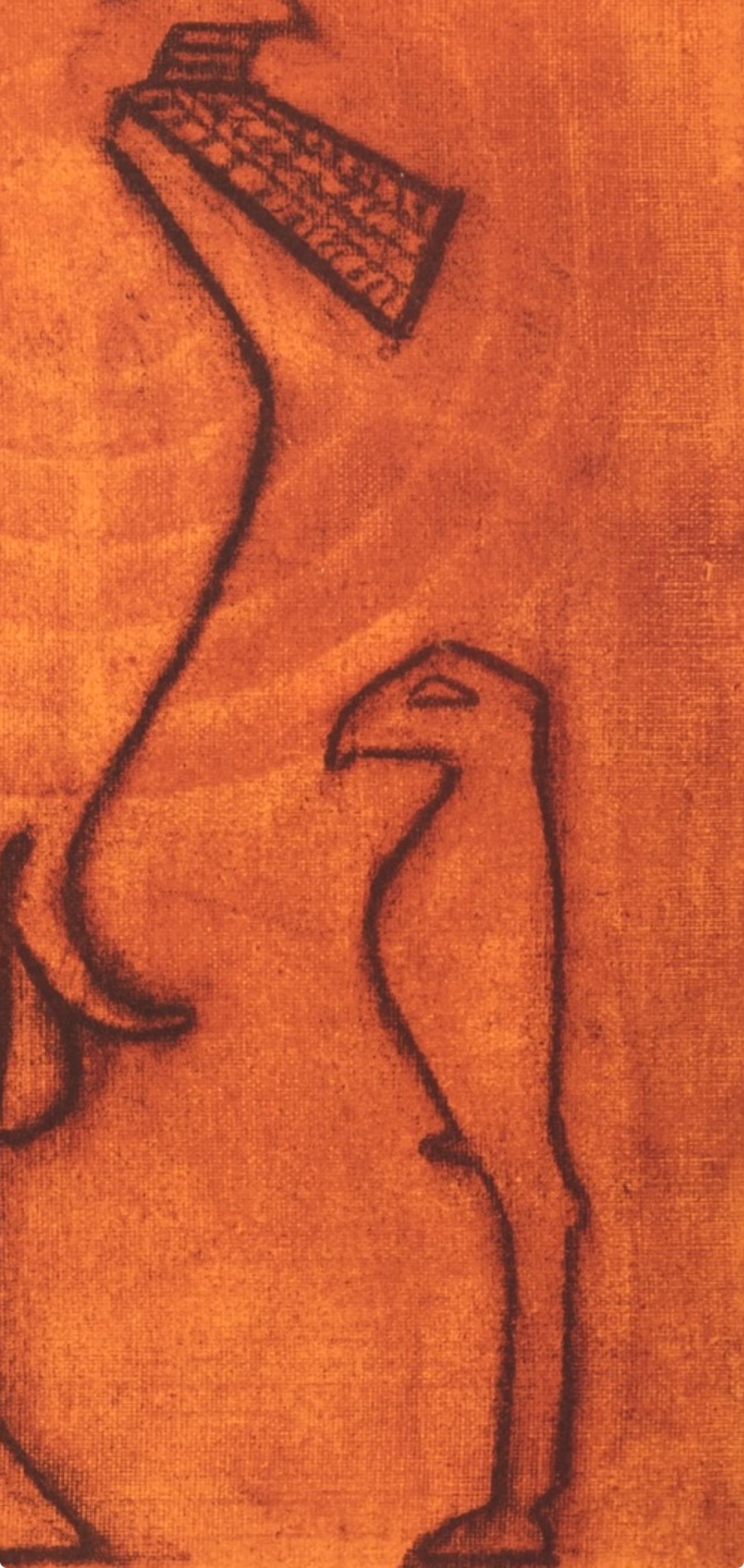 Ernst, Composition, Judith, Tragödie in drei Akten (d'après) - Orange Abstract Print par Max Ernst