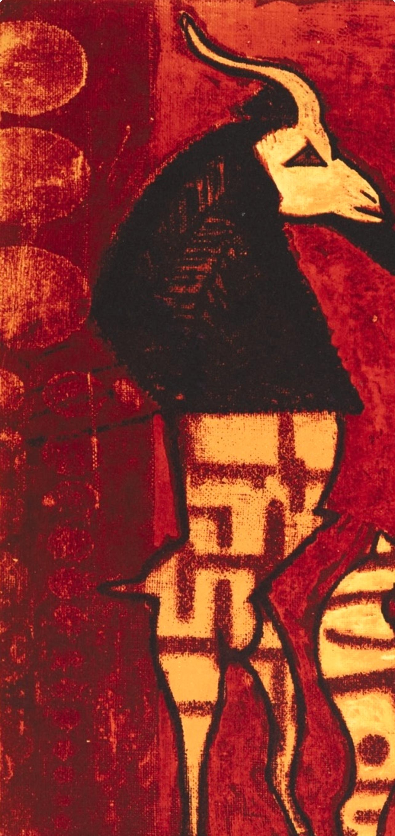 Ernst, Composition, Judith, Tragödie in drei Akten (after) - Red Abstract Print by Max Ernst