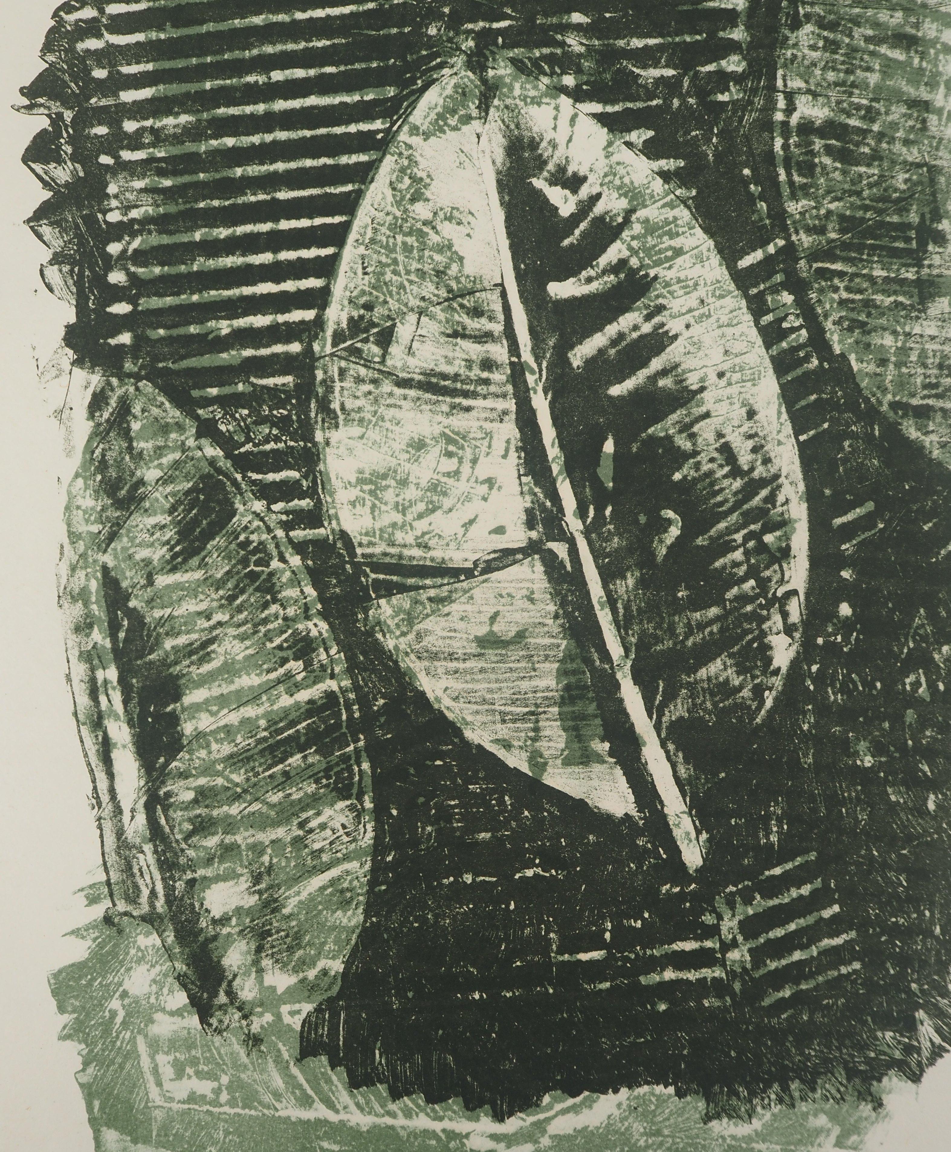 Ficus Elastica - Original lithograph - Limited / 25 copies - Gray Figurative Print by Max Ernst