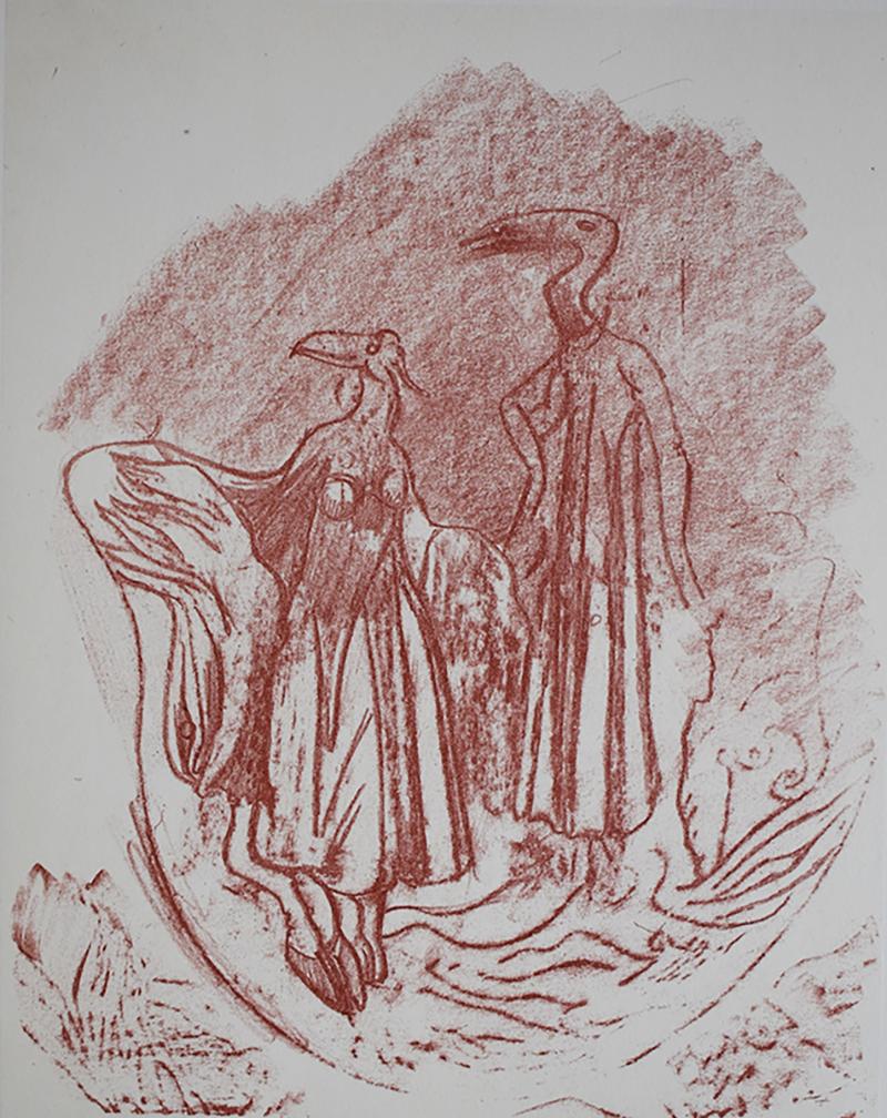 Le parquet se soulève, 1939 (Red) - Surrealist Print by Max Ernst
