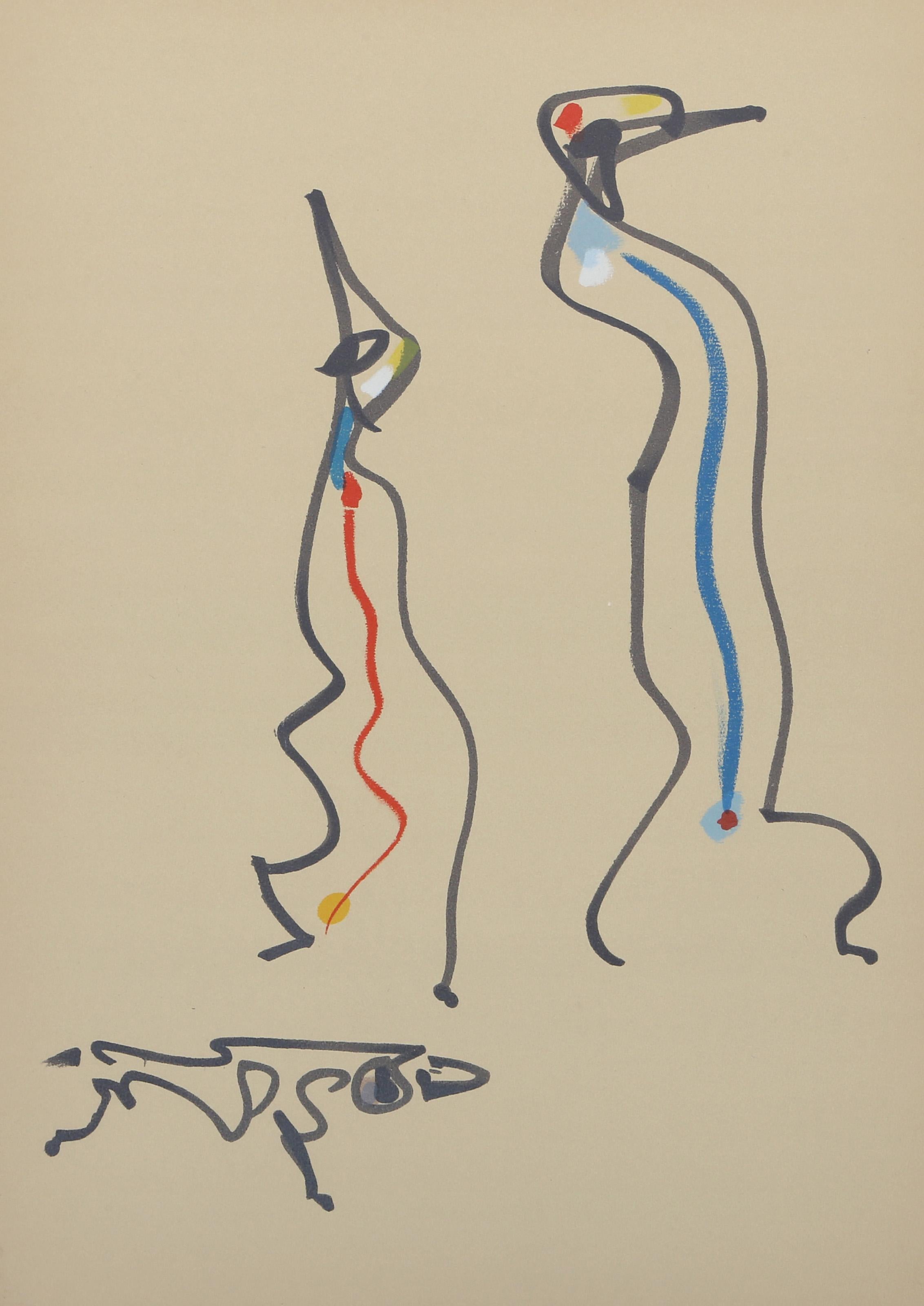 Les Chiens Ont Soif IX, Surrealist Lithograph by Max Ernst For Sale 1