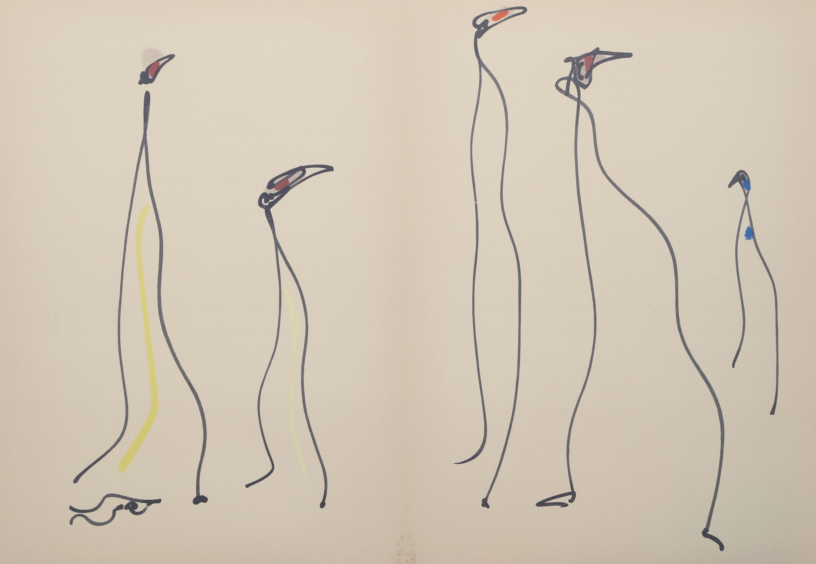 Les Chiens Ont Soif V, lithographie surréaliste de Max Ernst