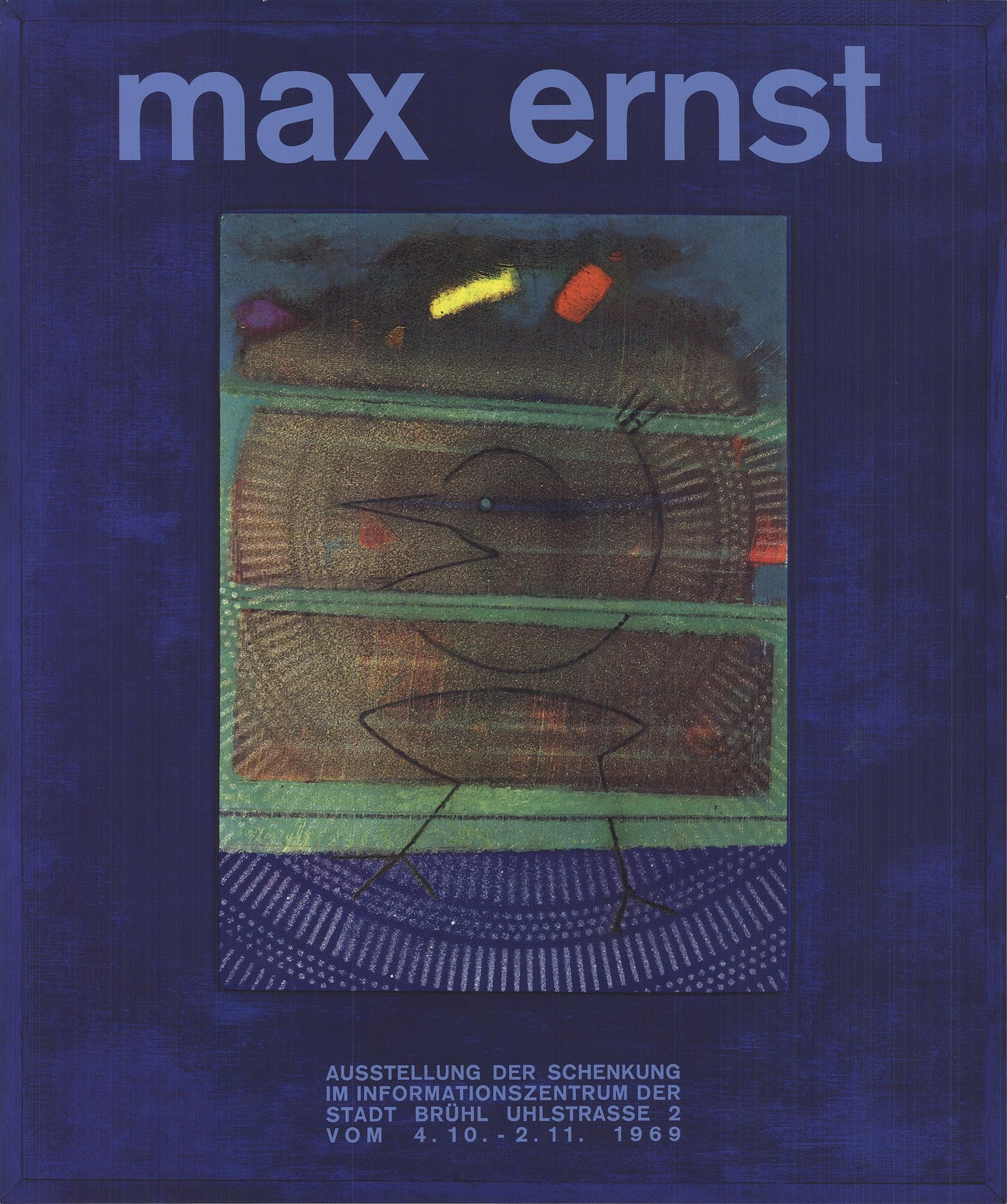 Papierformat: 28 x 23,5 Zoll (71,12 x 59,69 cm)
Bildgröße: 28 x 23,5 Zoll (71,12 x 59,69 cm)
Gerahmt: Nein
Zustand: A-: Fast neuwertig, sehr leichte Gebrauchsspuren
Zusätzliche Details: Plakat zur Ausstellung "Max Ernst, Schenkung", im