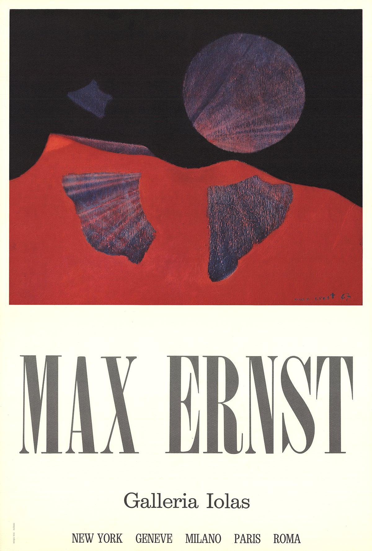 Poster for a Max Ernst exhibition which was held at Galleria Iolas.

Paper Size: 31.5 x 21 inches ( 80 x 53 cm )
Image Size: 17 x 20 inches ( 43 x 51 cm )
Framed: No
Condition: A-: Near Mint, very light signs of handling
Shipping and Handling: We