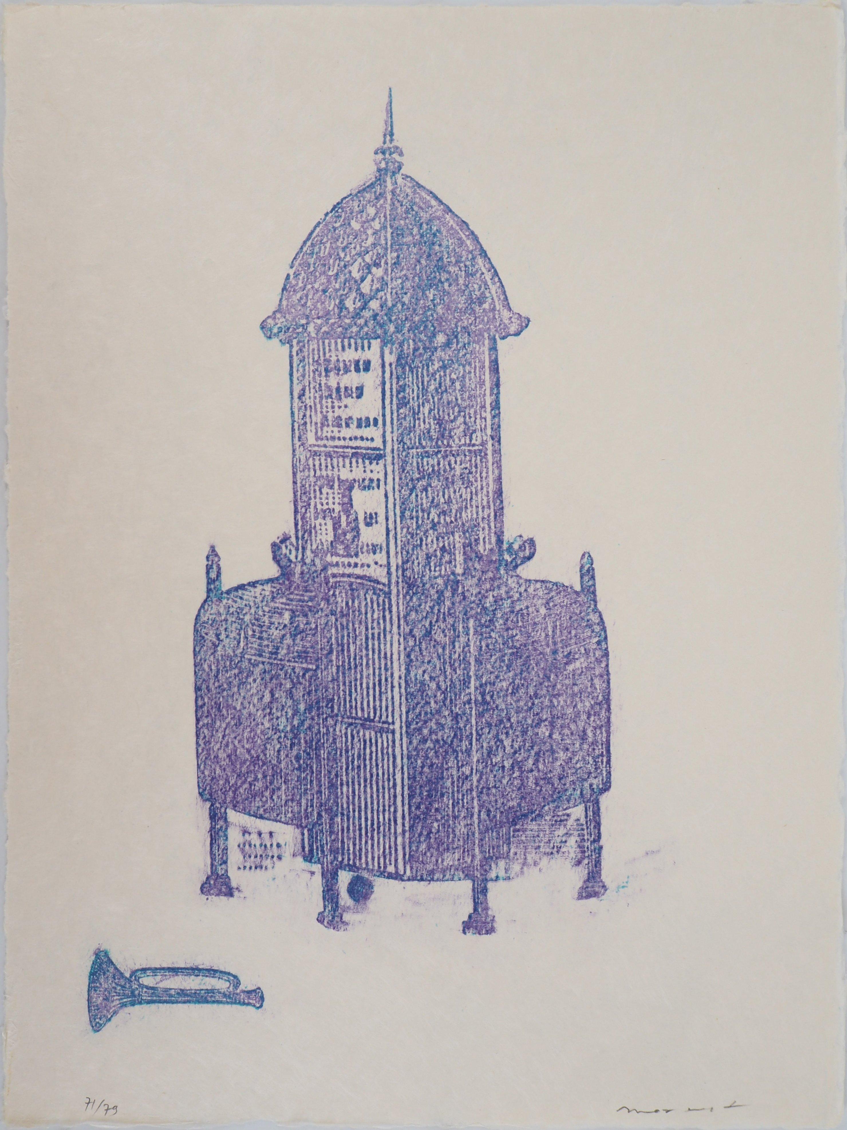 Music : Bandstand and Trumpet - Original Lithograph Handsigned - Mourlot 1972 - Print by Max Ernst