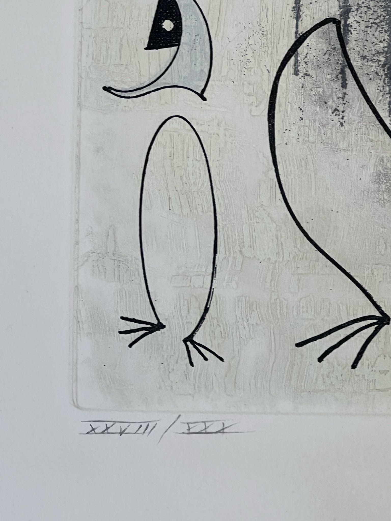 Oiseaux en péril - Gray Abstract Print by Max Ernst