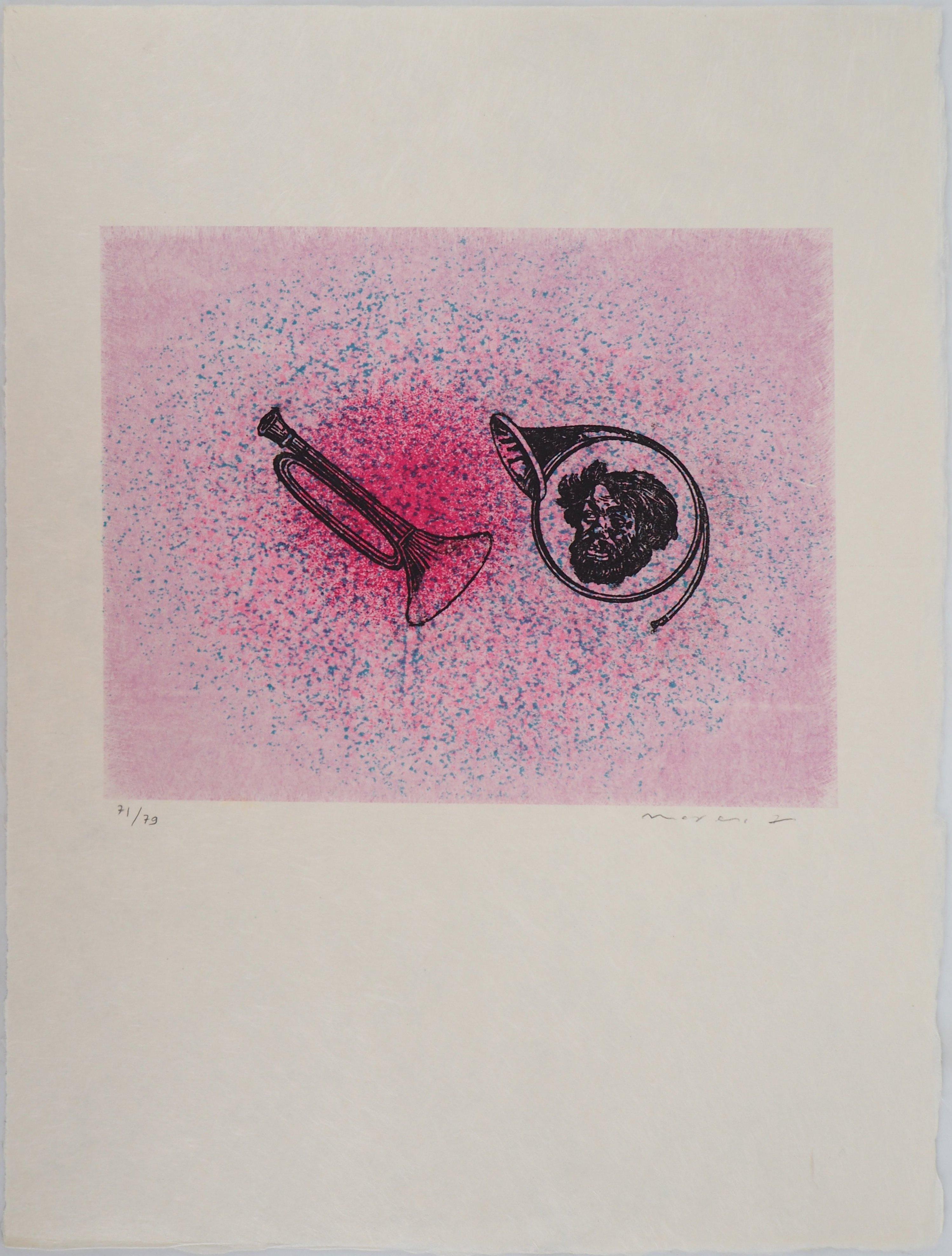 Pink Melody - Original Lithograph Handsigned & limited 79 copies - Mourlot 1972 - Print by Max Ernst