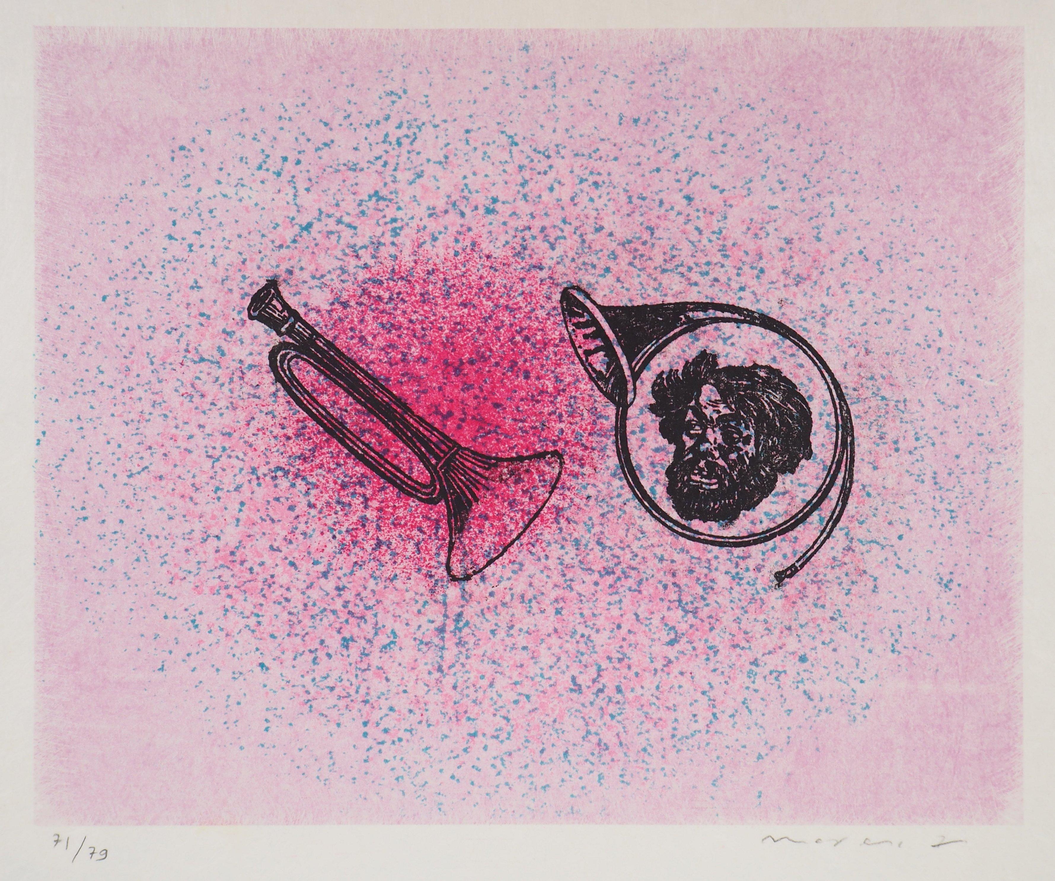 Max Ernst Abstract Print - Pink Melody - Original Lithograph Handsigned & limited 79 copies - Mourlot 1972