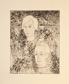 Portrait of Paul and Gala Eluard, Surrealist Etching by Max Ernst