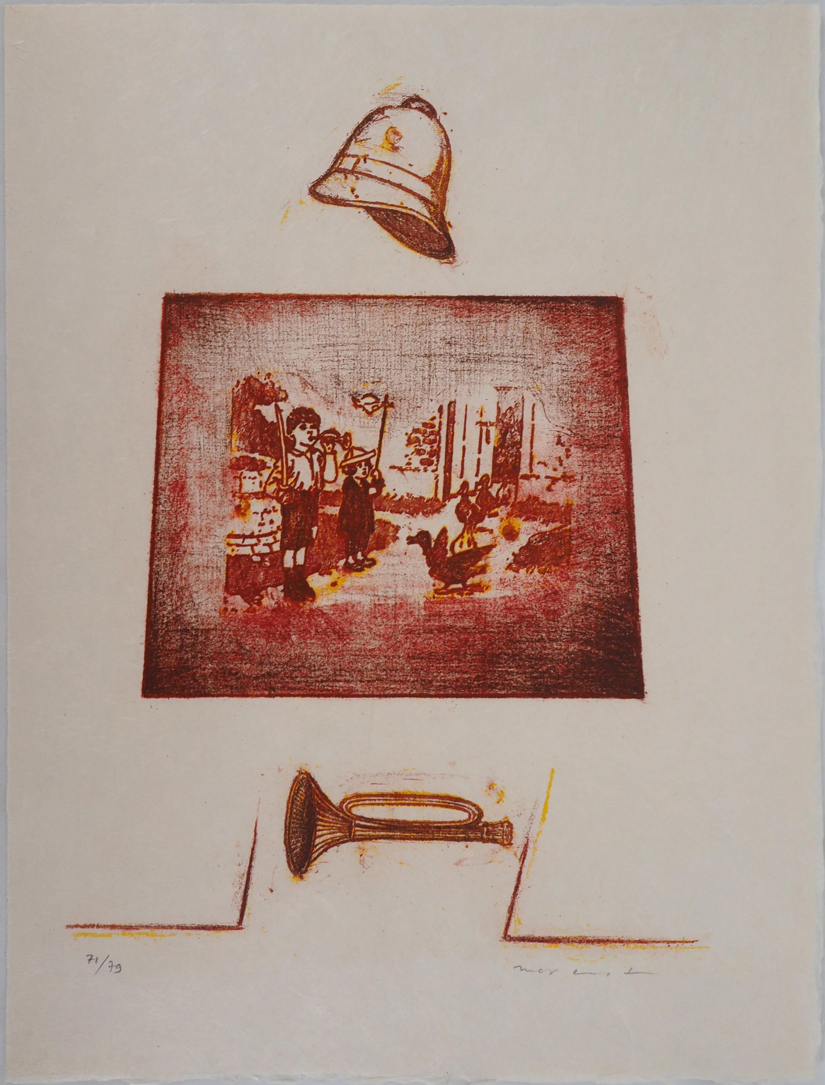 Red Memory - Original Lithograph Handsigned and limited 79 copies - Mourlot 1972 - Print by Max Ernst