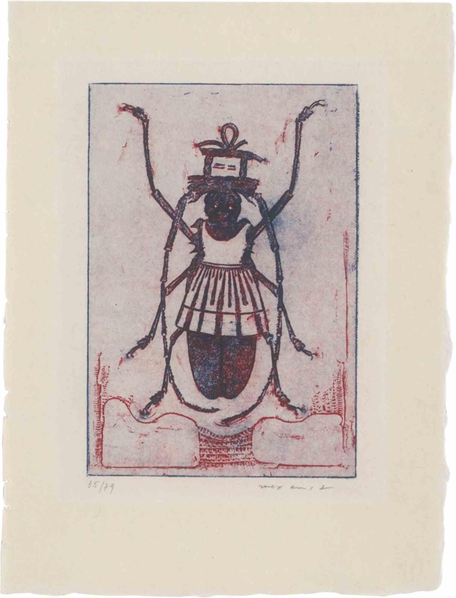 Lithograph on Japan paper, realized in 1973.

Image dimension 20.8x14.2 / Shee dimension 31.5x23.4 cm.

Edition of 79.

Hand signed and numbered 35/79.

Color variant of the supplement to the special edition, published by the Menil Foundation,