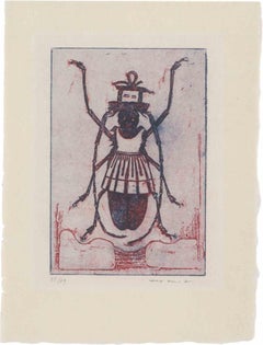 Scarabée - Etching by Max Ernst - 1973