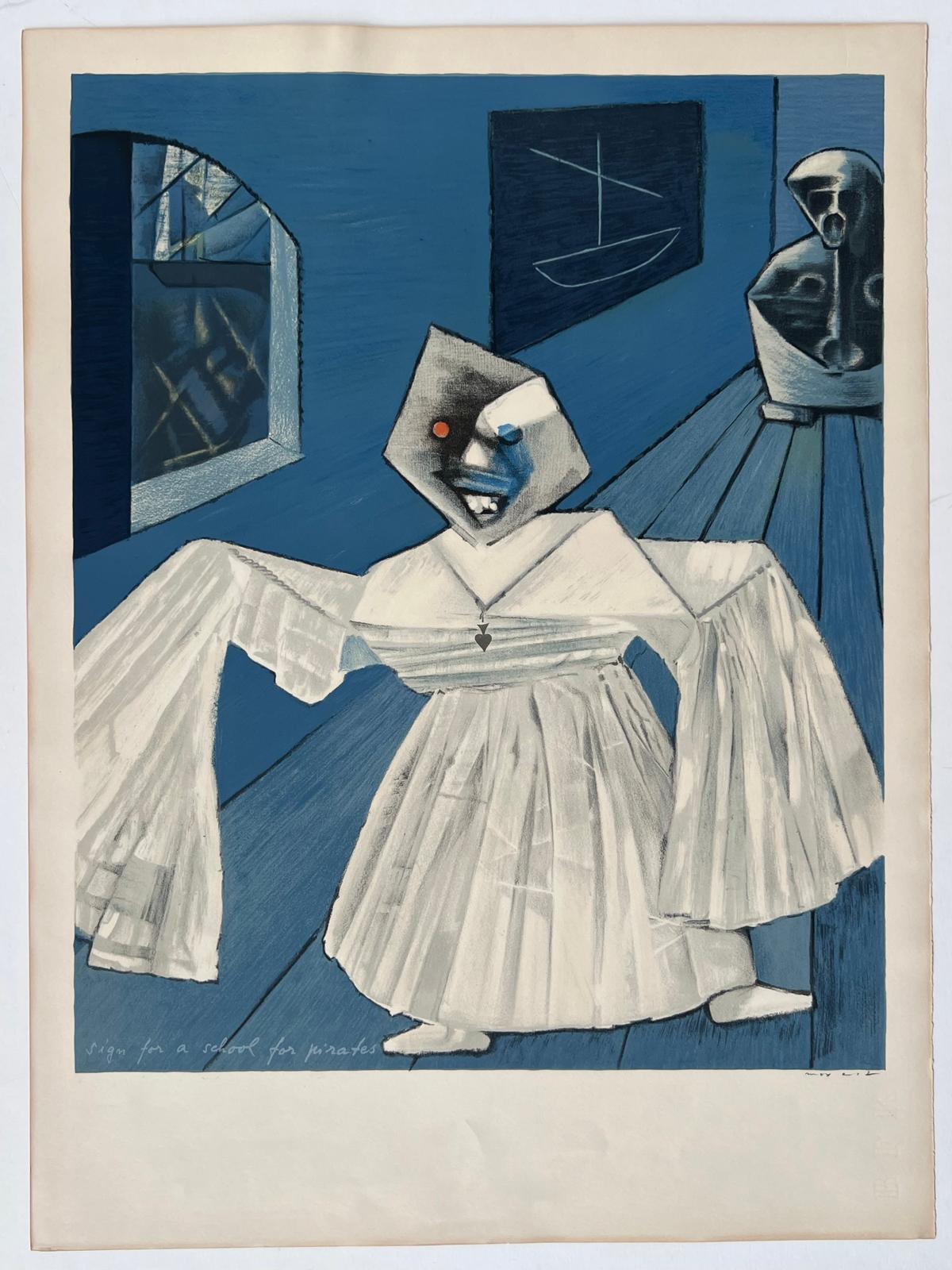 Sign for a School for Pirates - Gray Abstract Print by Max Ernst