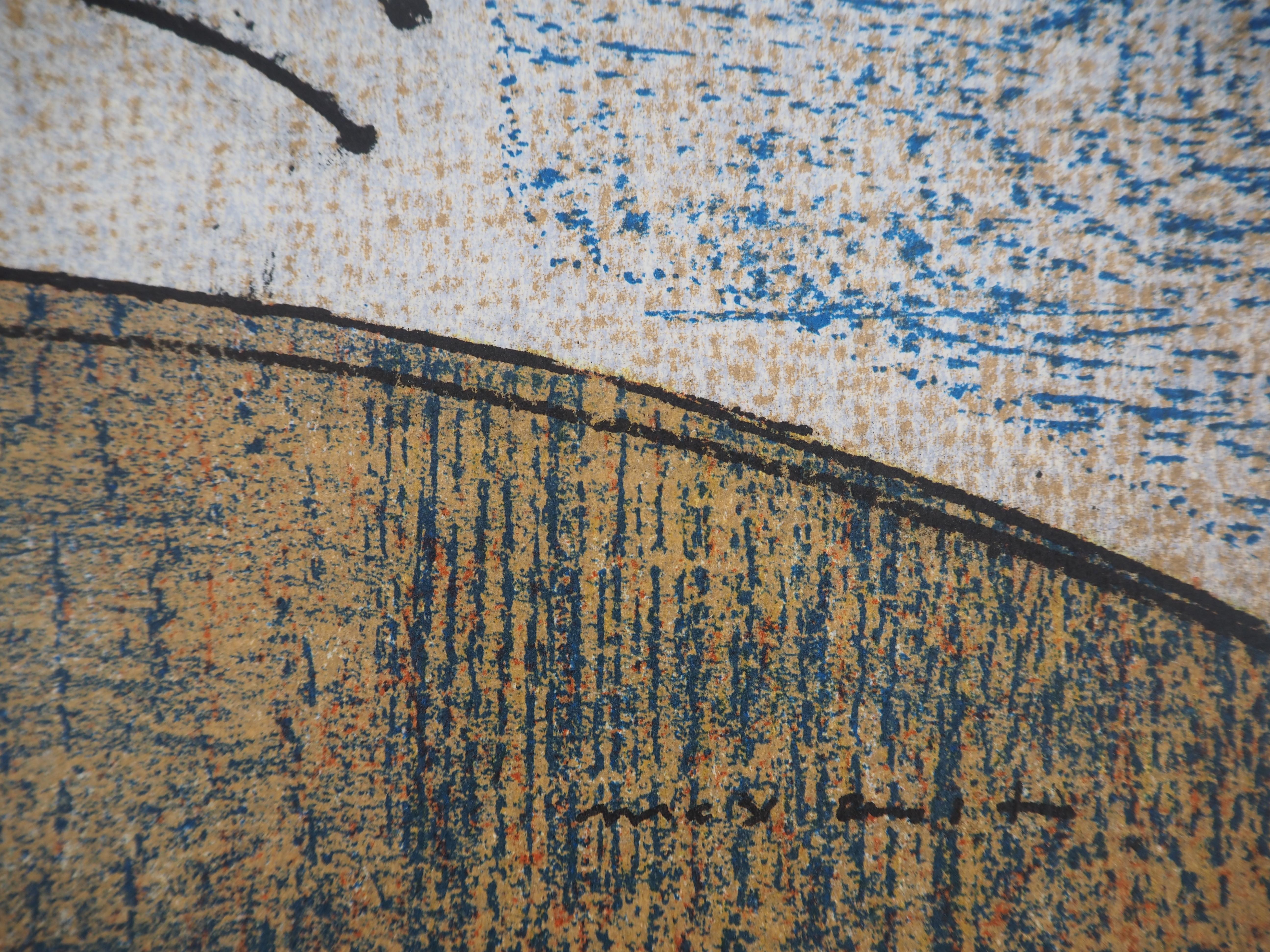 Surrealist Dream : Couple of Roosters - Original lithograph (Spies #p. 438) For Sale 2