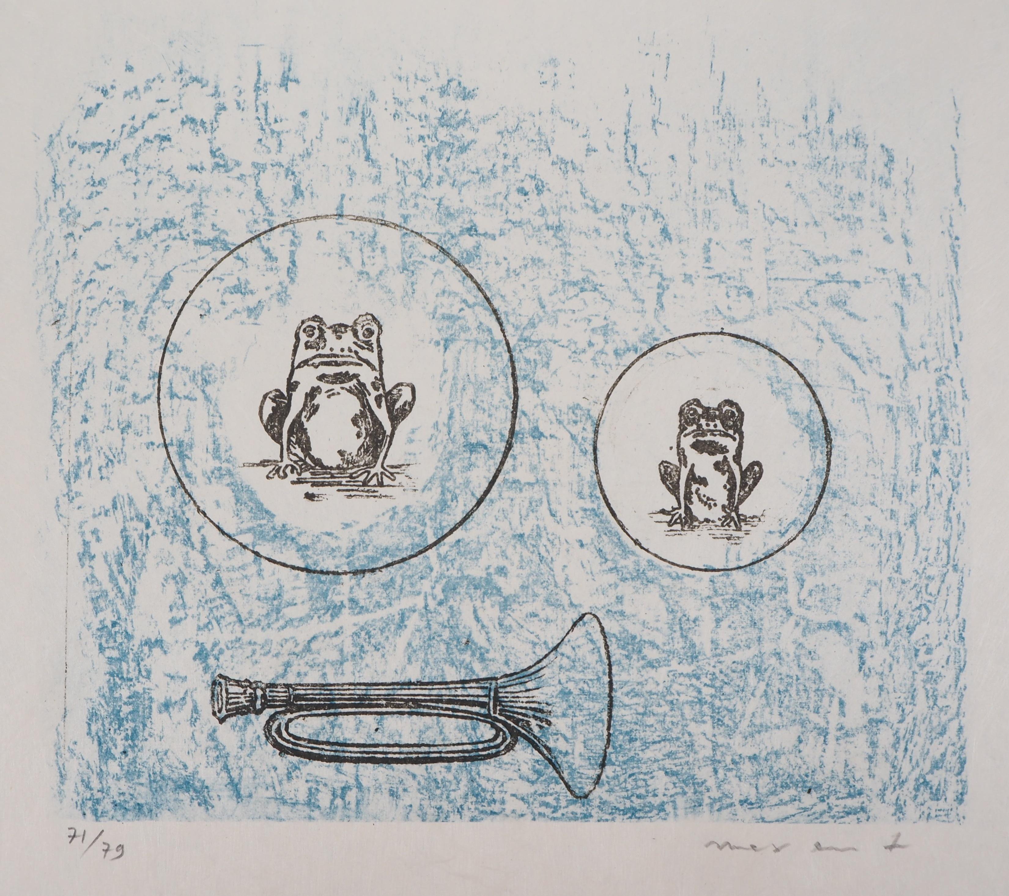 Max Ernst Abstract Print - Two Frogs - Original Lithograph Handsigned and limited 79 copies - Mourlot 1972