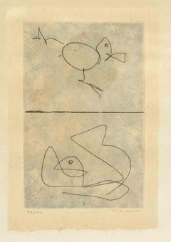 Untitled (Two Birds) - Etching by Max Ernst - 1972