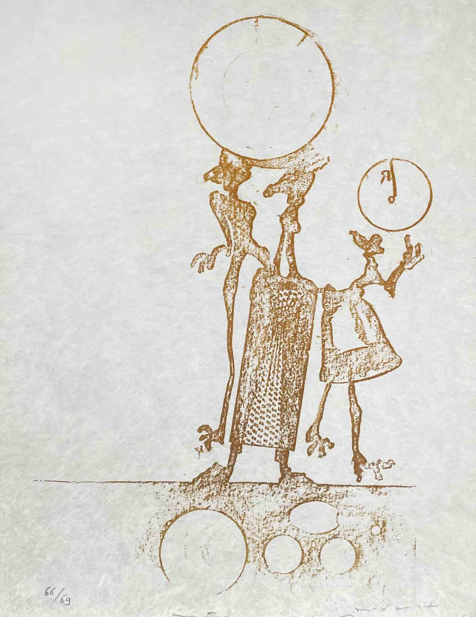 Wunderhorn est une œuvre d'art réalisée par Max Ernst, Lewis Carroll, 1970. 

Lithographie sur papier Japon, signée et numérotée 68/69.

Imprimé et publié par Manues Press (Tampon de gaufrage).

32,5 x 25 cm

Très bon état.