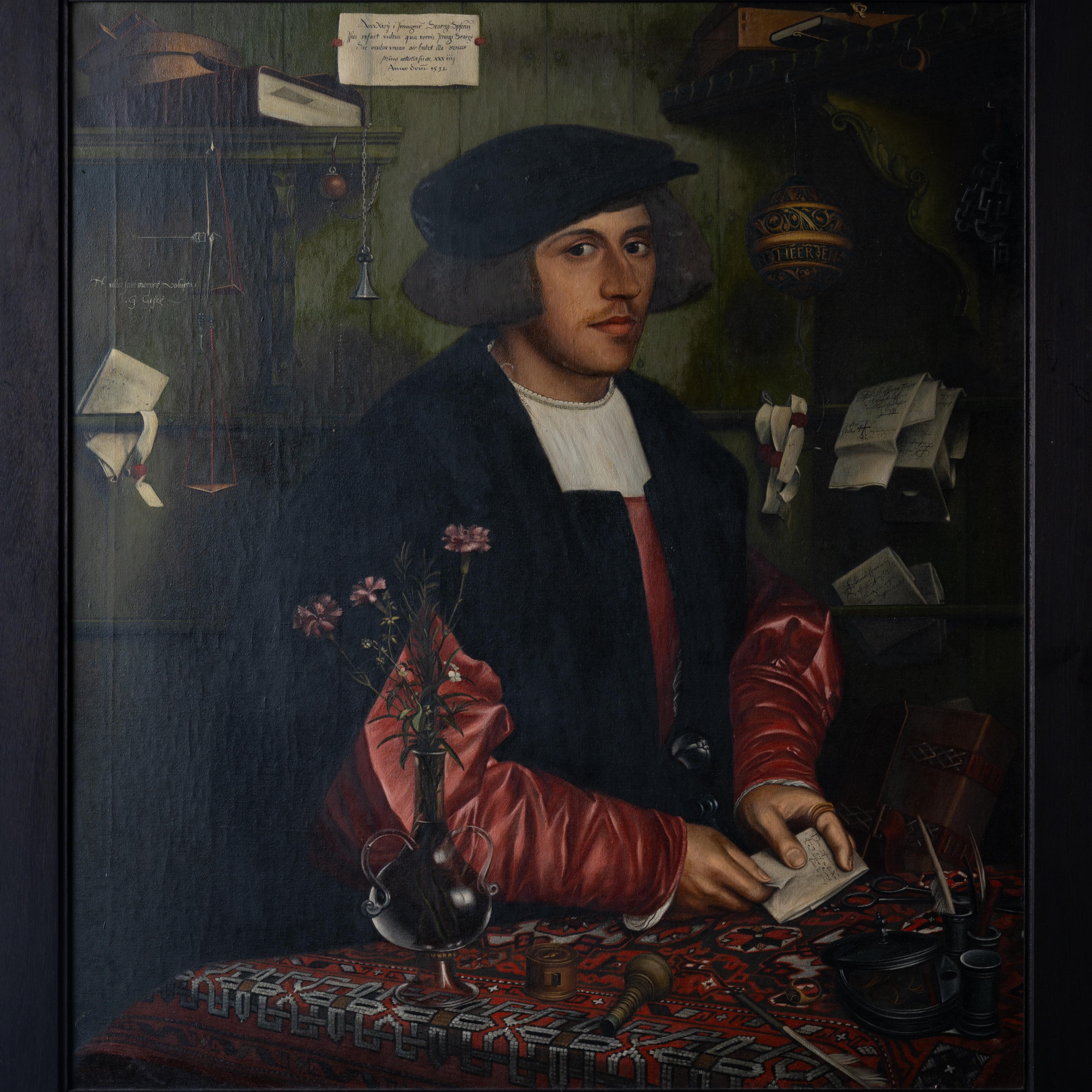 Allemand Max Finné - The Merchant Portrait d'après Hans Holbein  en vente