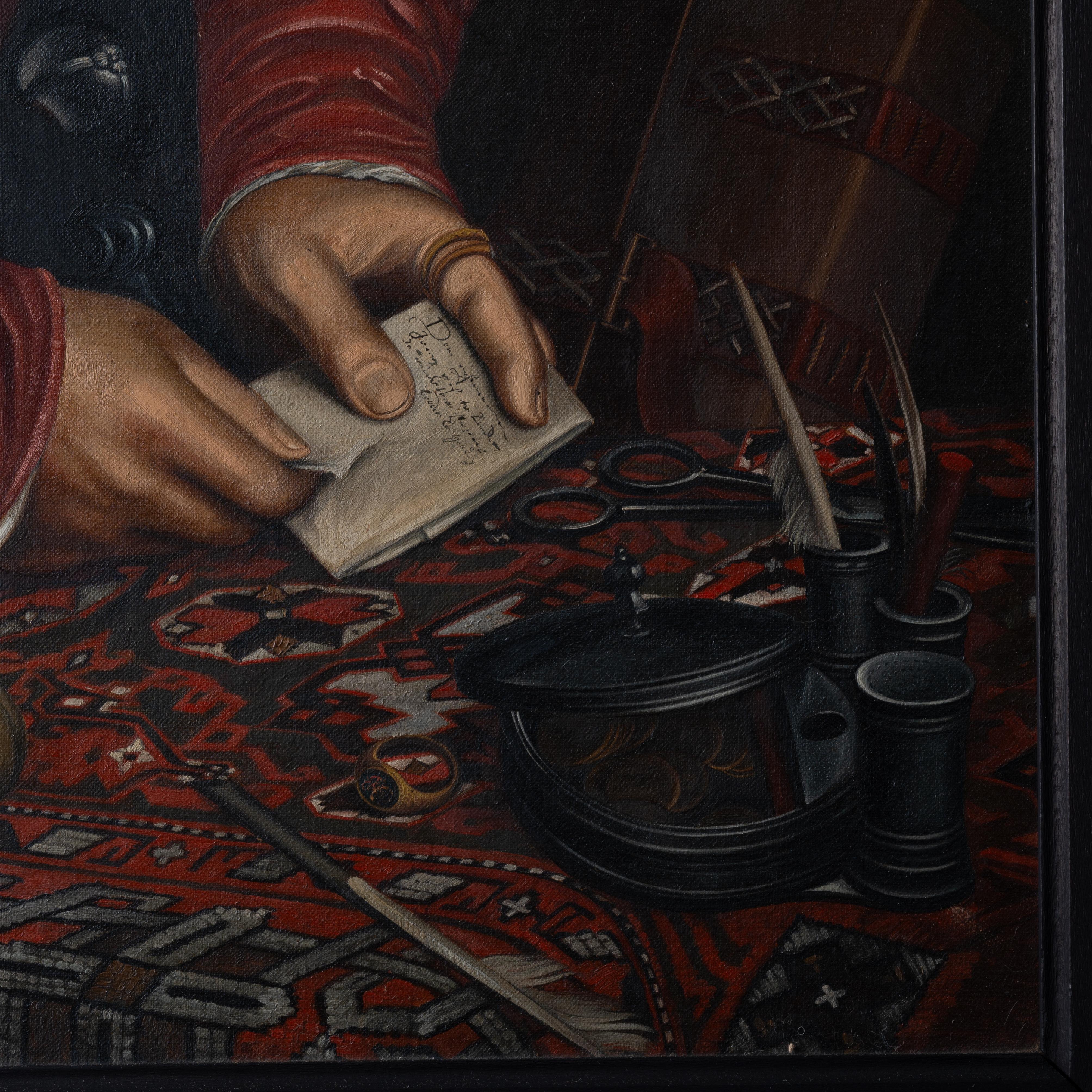 Début du 20ème siècle Max Finné - The Merchant Portrait d'après Hans Holbein  en vente