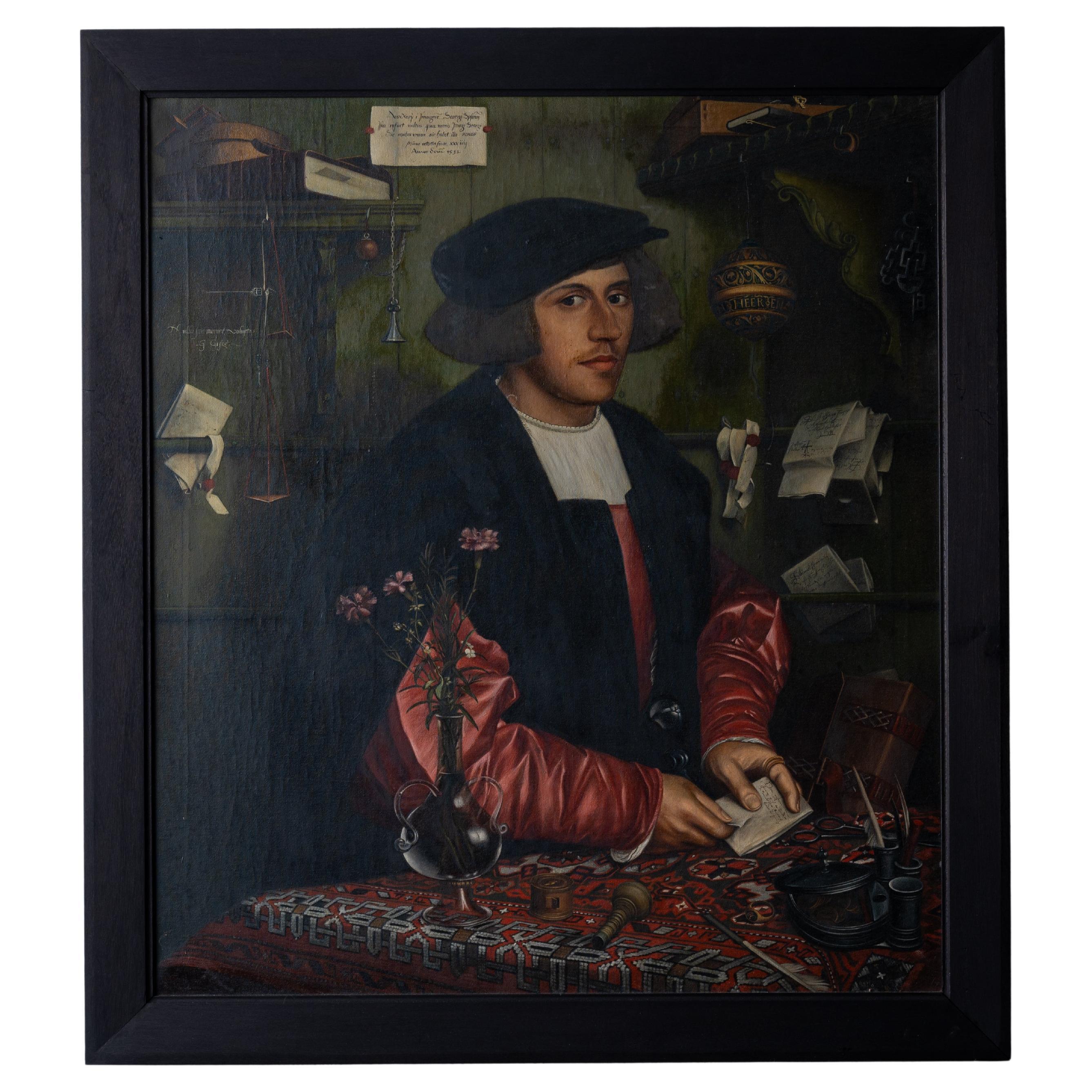 Max Finné - The Merchant Portrait d'après Hans Holbein  en vente