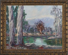 Vintage Mid Century Santa Barbara Eucalyptus and River Landscape 