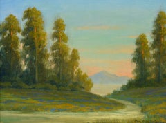 "Lupini della California" Paesaggio a olio su pannello di Wood