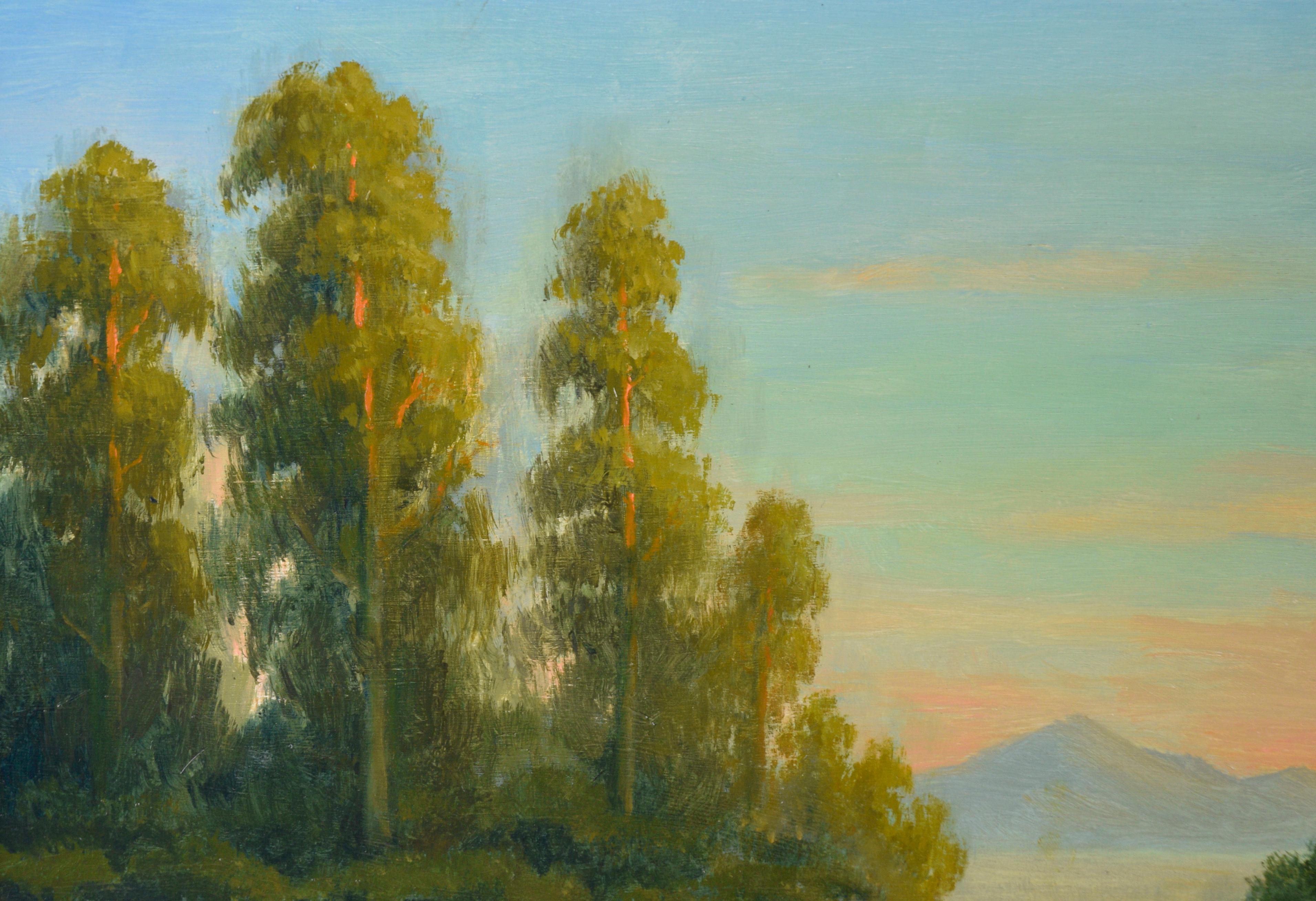 Paysage californien Lupines à l'huile sur panneau de bois - Impressionnisme américain Painting par Max Flandorfer