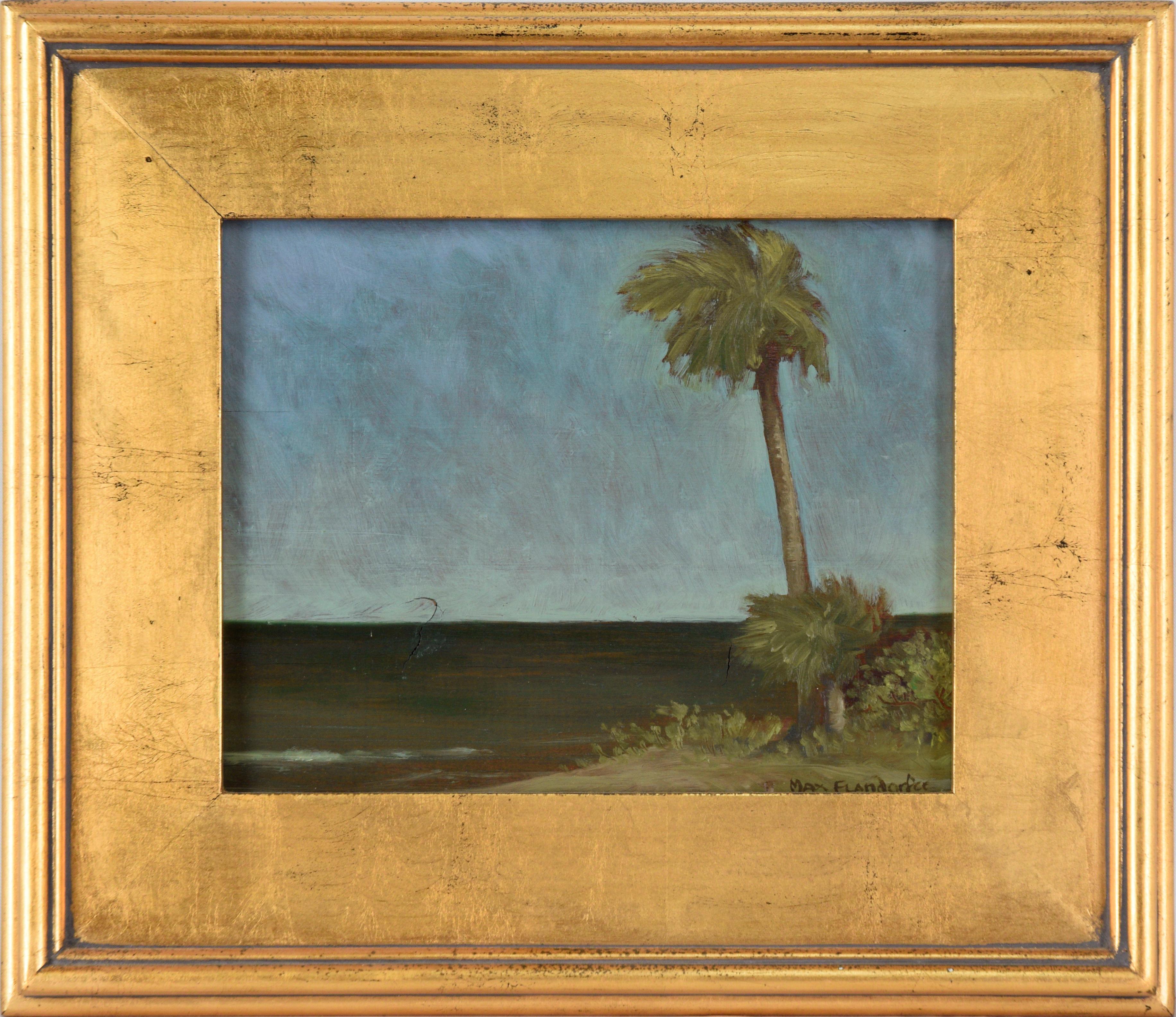 Max Flandorfer Landscape Painting - "Florida Gulf Coast Sunset" Seascape in Oil on Wood Panel