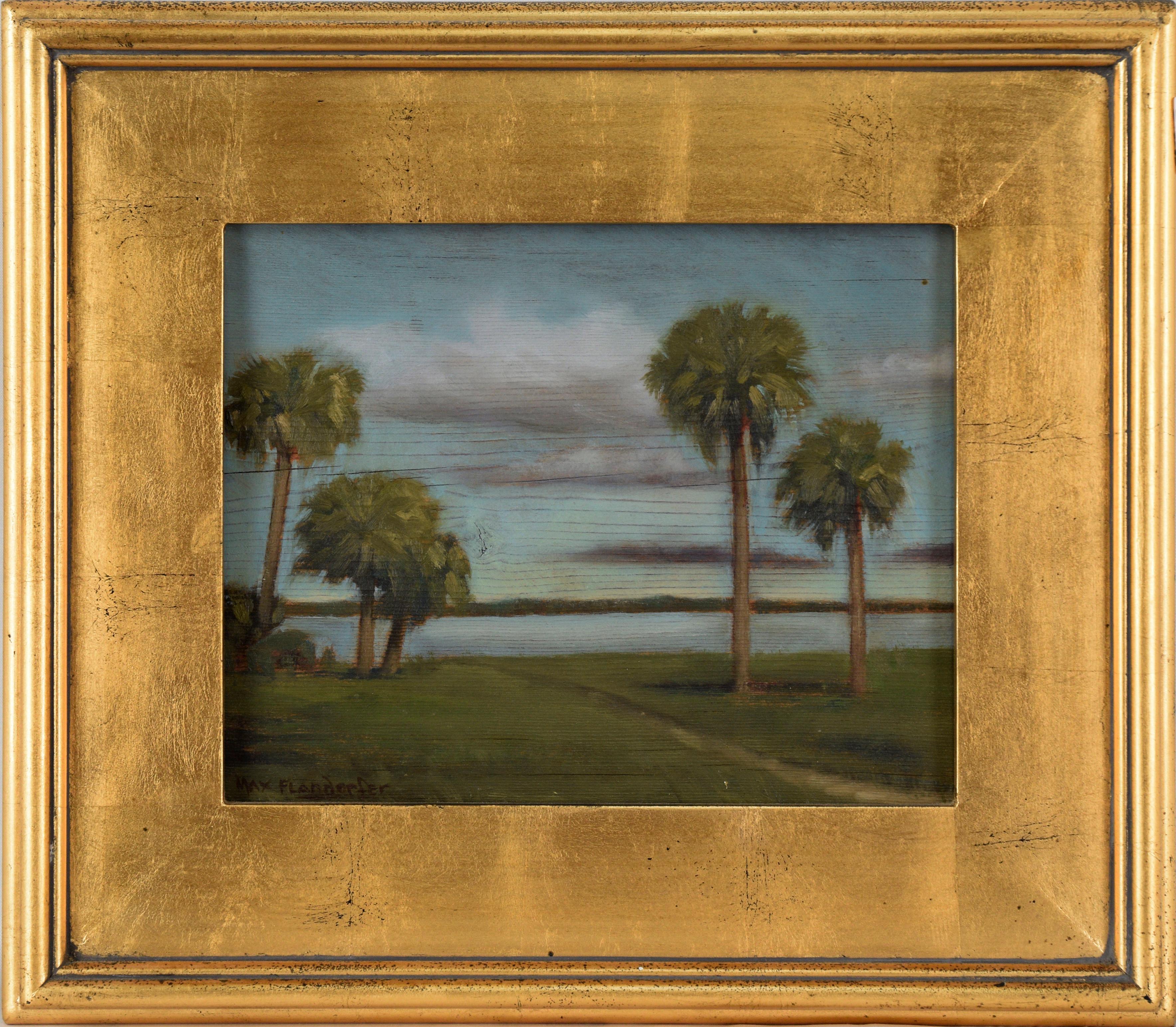 Max Flandorfer Landscape Painting - "Gulf Coast Evening" Florida Seascape in Oil on Wood Panel