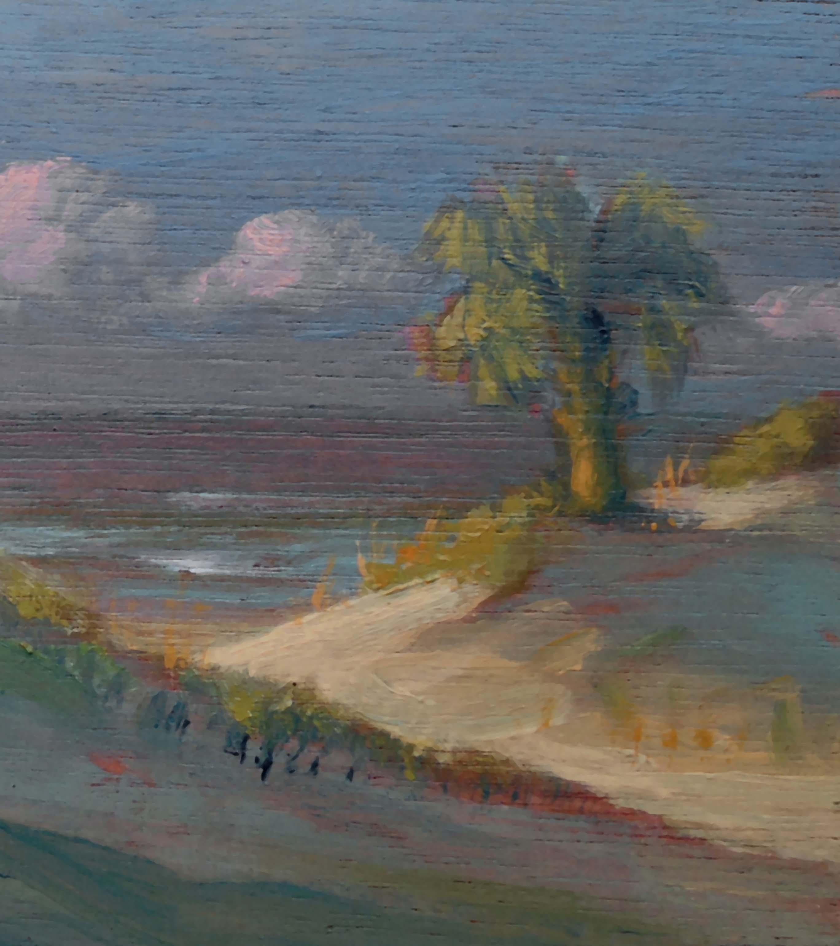 Path Through the Palms, Pensacola Florida Small-Scale Landscape  - Beige Landscape Painting by Max Flandorfer