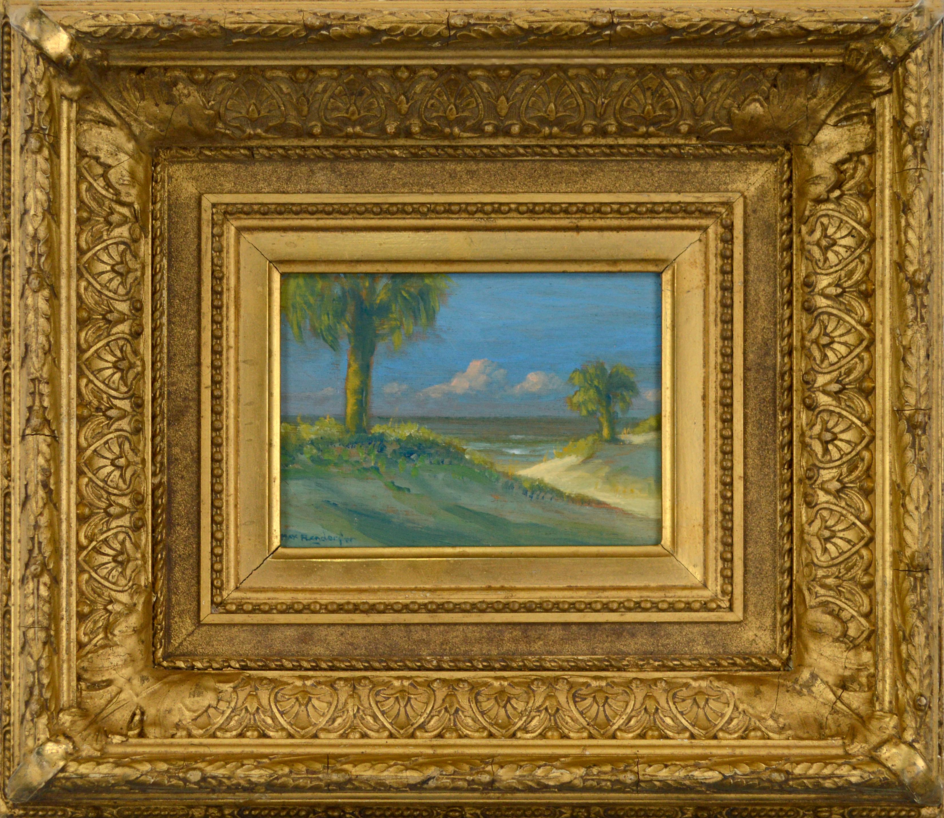 Max Flandorfer Landscape Painting - Path Through the Palms, Pensacola Florida Small-Scale Landscape