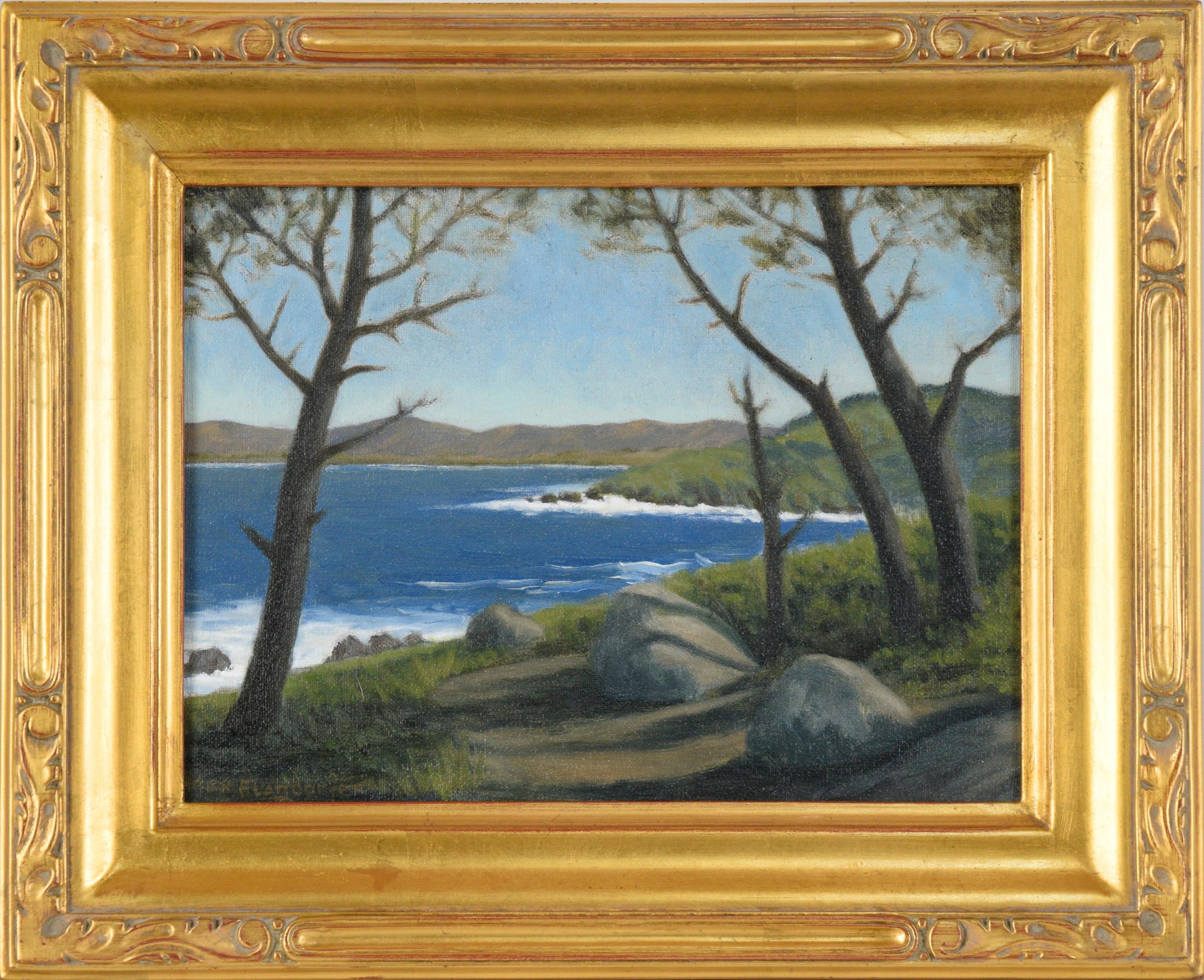 Max Flandorfer Landscape Painting - "Sunset Pt. Lobos, CA" Coastal Landscape in Oil on Linen