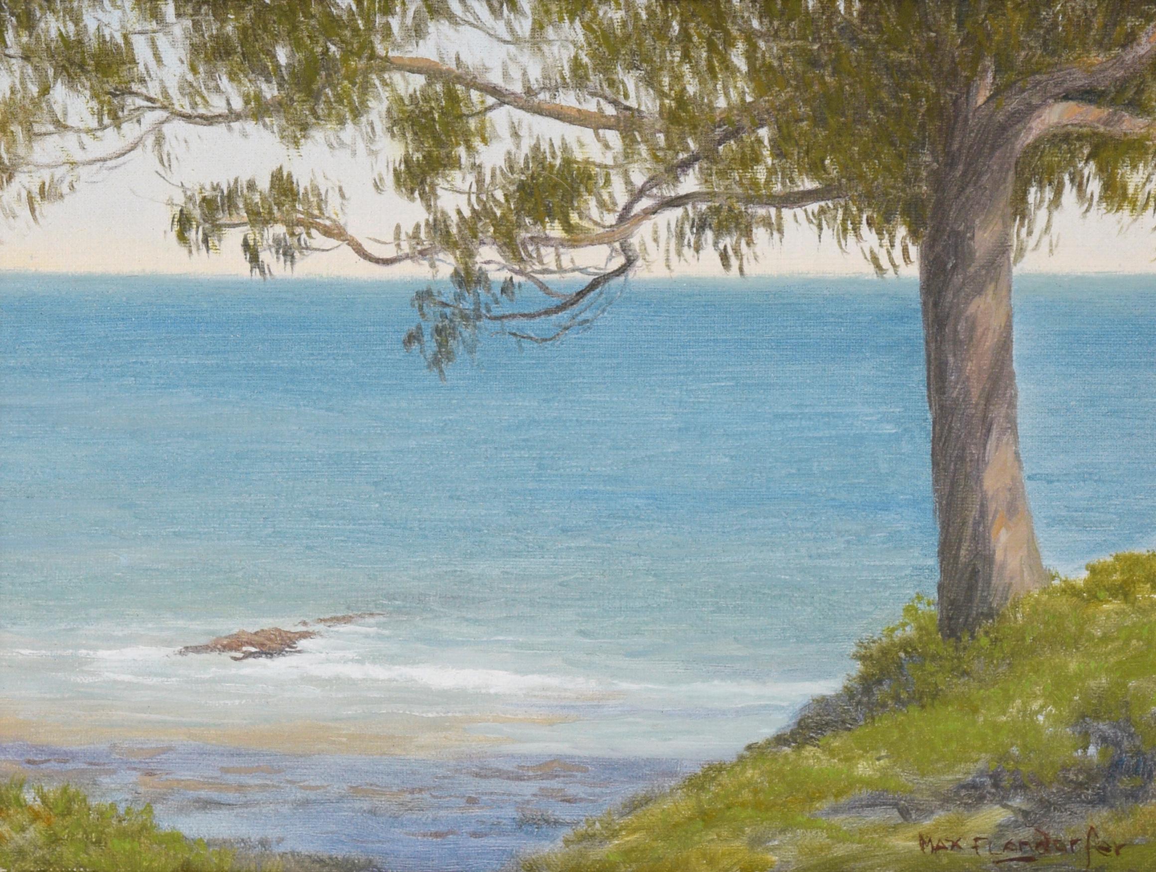 « West Cliff, Santa Cruz », paysage côtier à l'huile sur lin - Painting de Max Flandorfer
