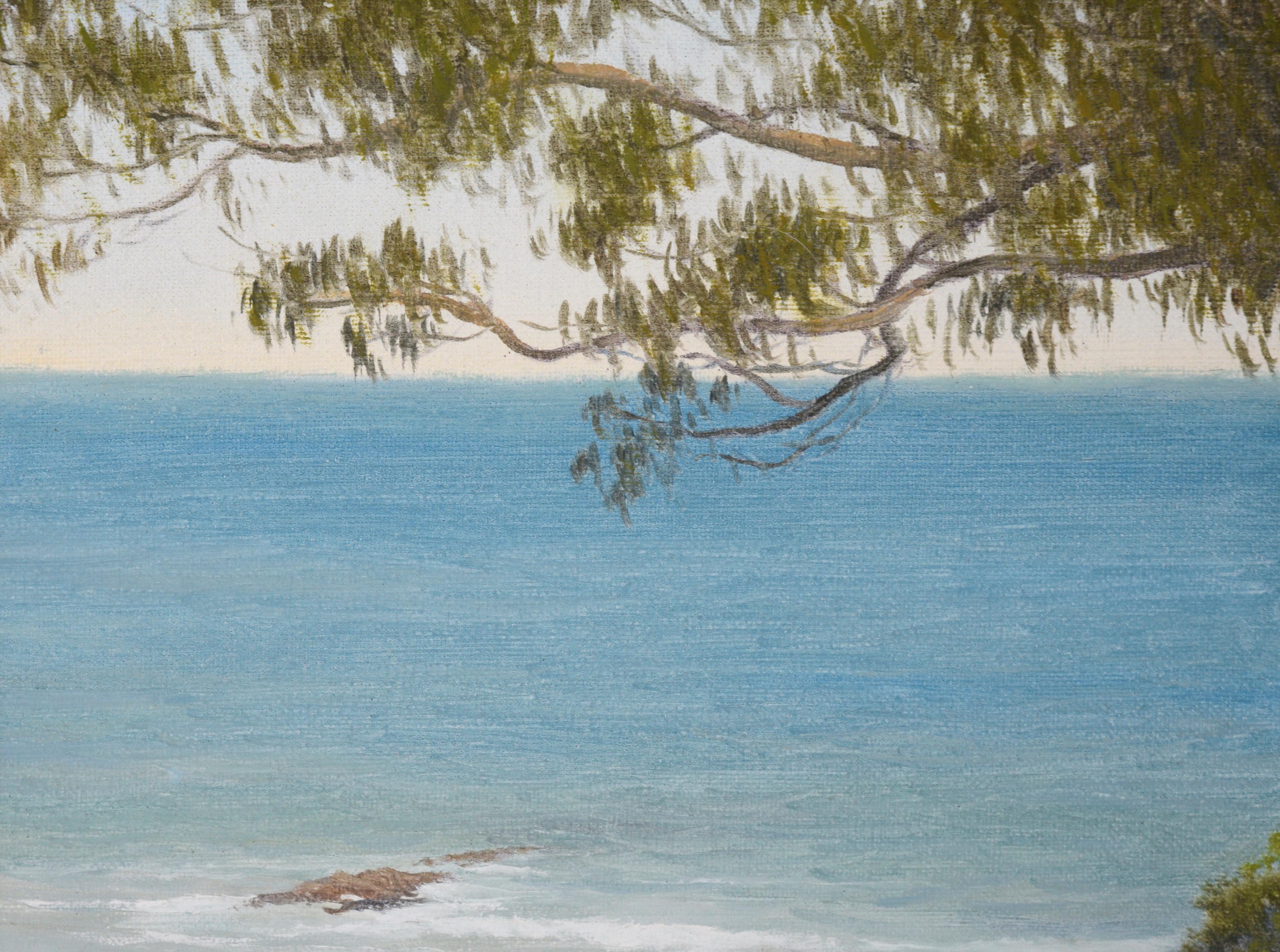 « West Cliff, Santa Cruz », paysage côtier à l'huile sur lin - Impressionnisme américain Painting par Max Flandorfer