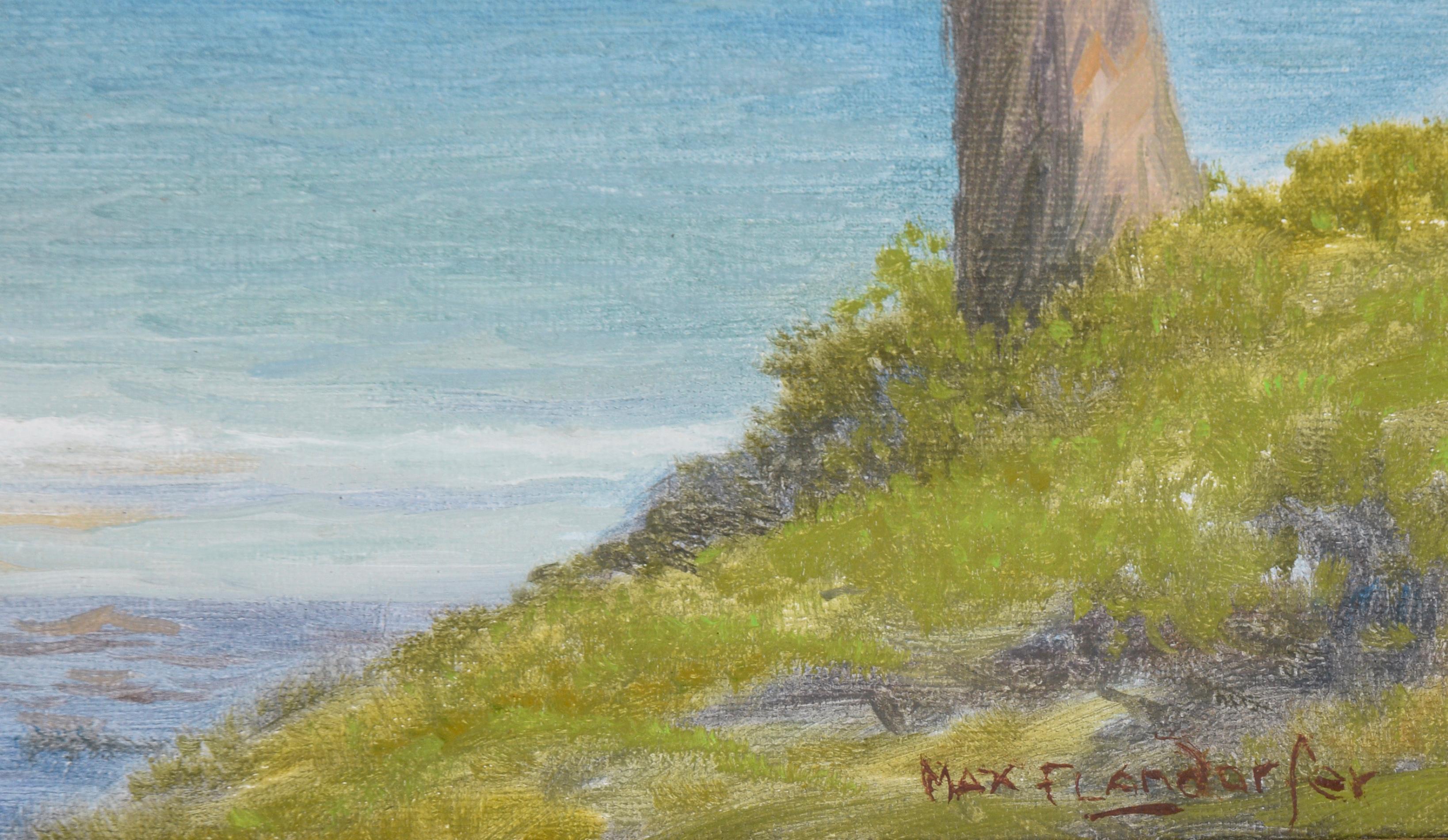 « West Cliff, Santa Cruz », paysage côtier à l'huile sur lin en vente 3