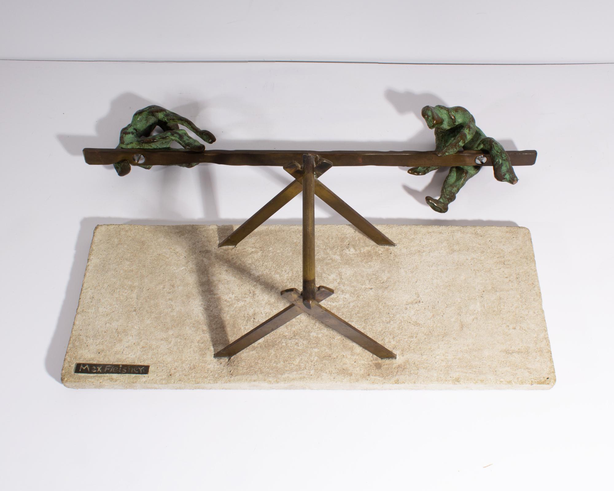 Max Fleisher Brutalist Bronze Sculpture of a Seesaw For Sale 1
