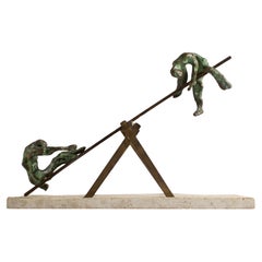 Sculpture en bronze brutaliste de Max Fleisher représentant une balançoire à bascule