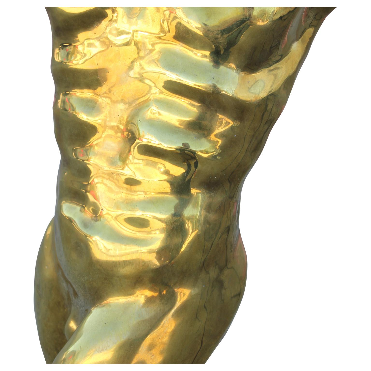 Figurative Bronze Gold Toned Nude Male Torso Sculpture - Brown Figurative Sculpture by Max Forti