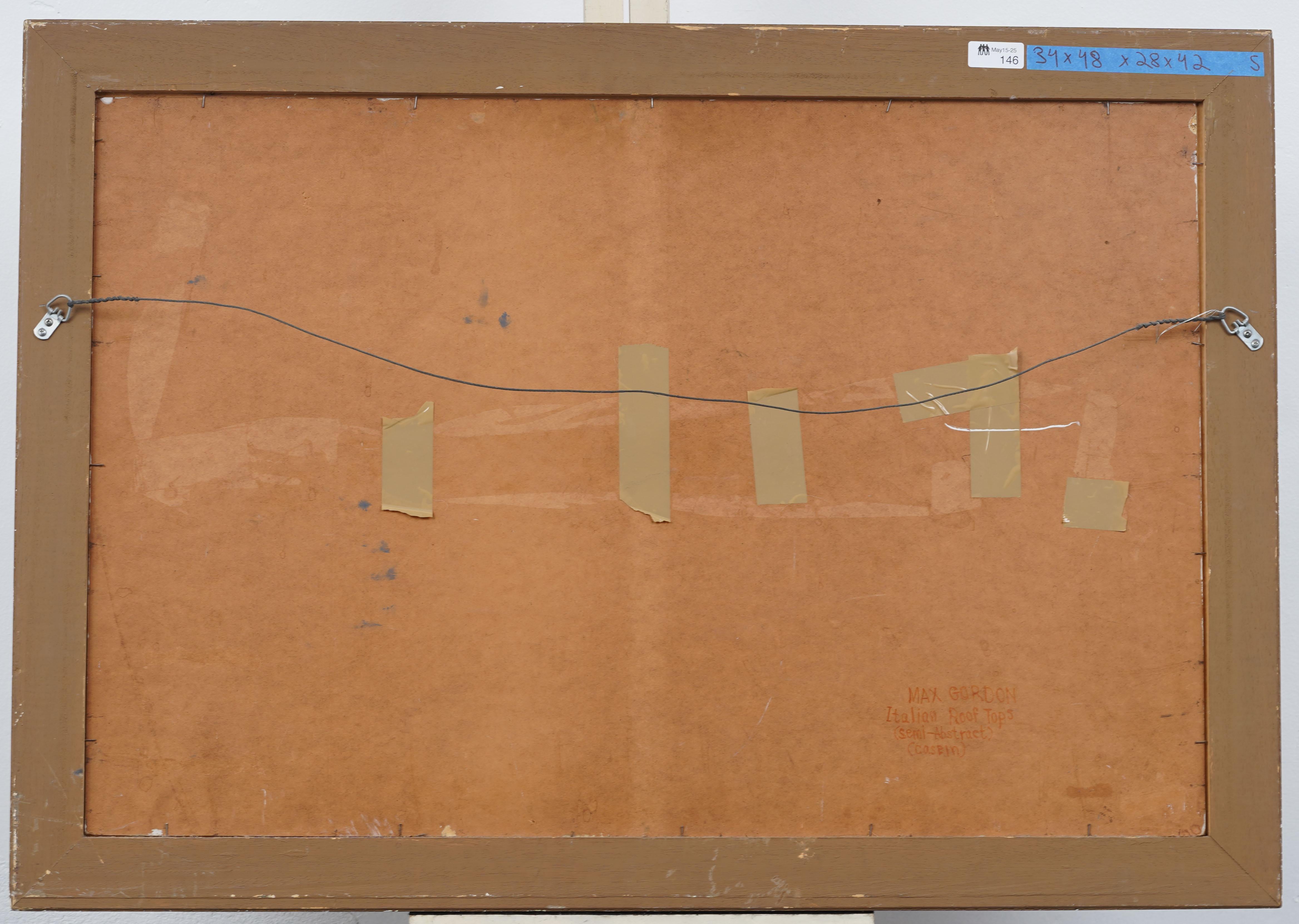Large American Modernist Abstract Architectural Framed Original Oil Painting For Sale 4