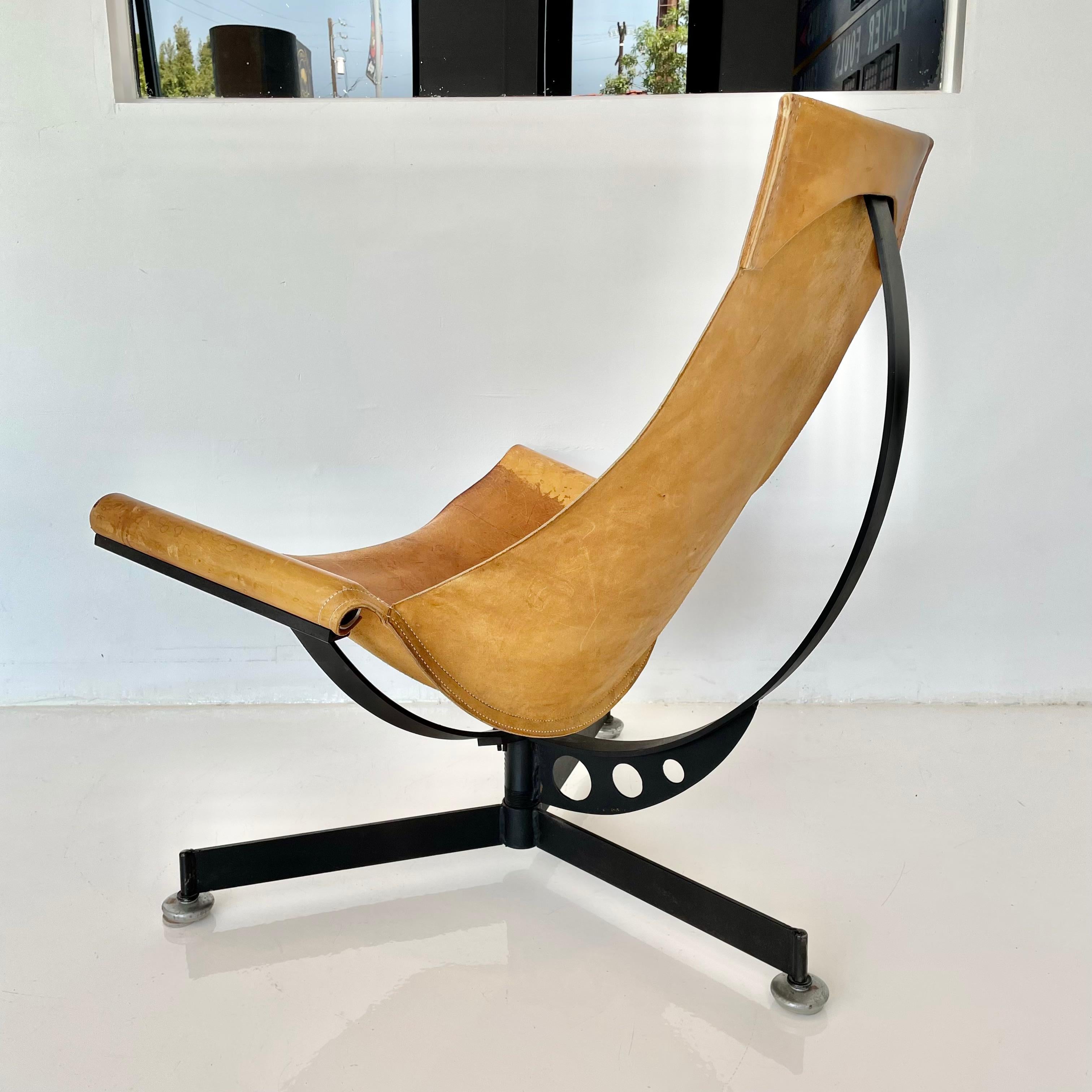 Max Gottschalk Leather and Iron Sling Chair, 1960s For Sale 3