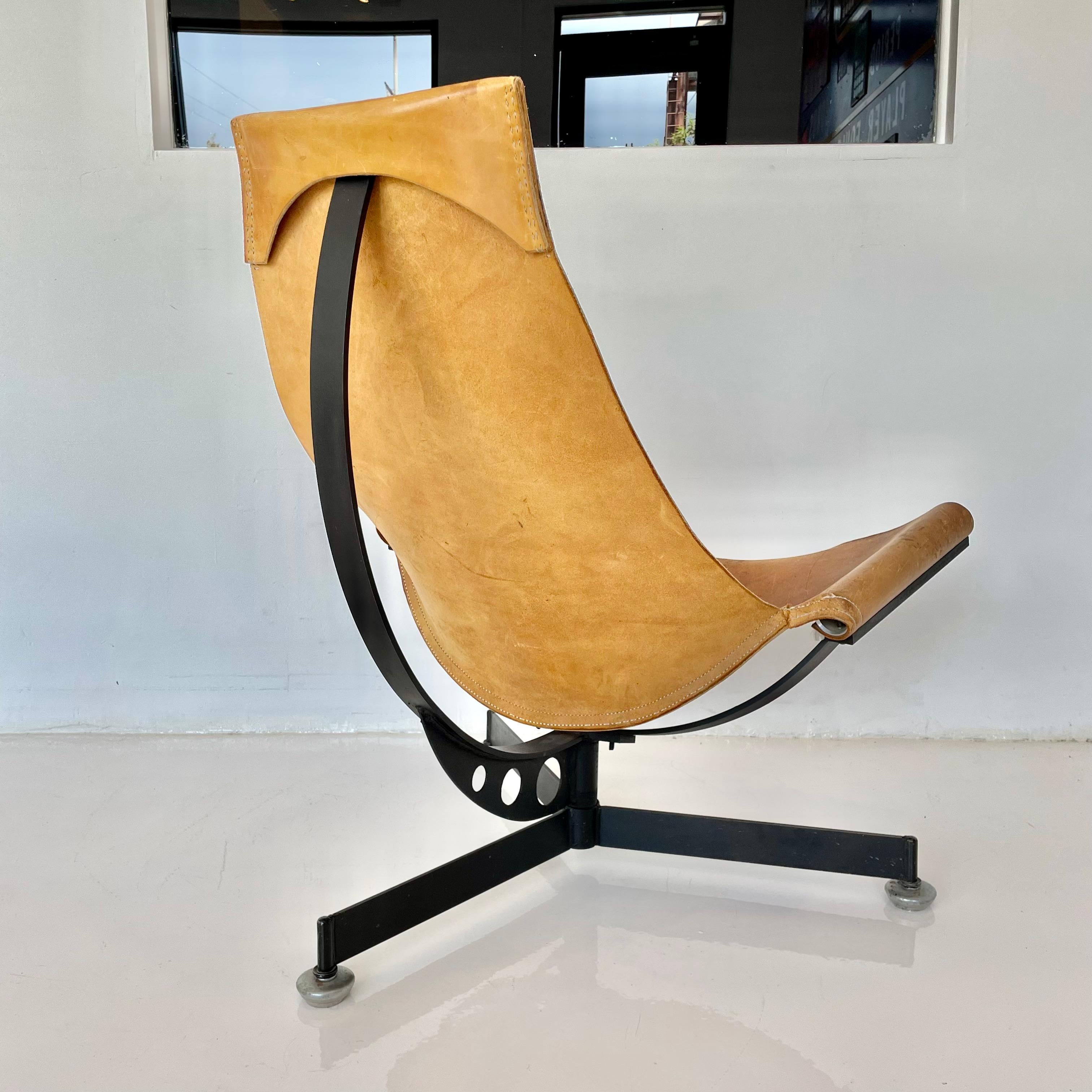 Max Gottschalk Leather and Iron Sling Chair, 1960s For Sale 4