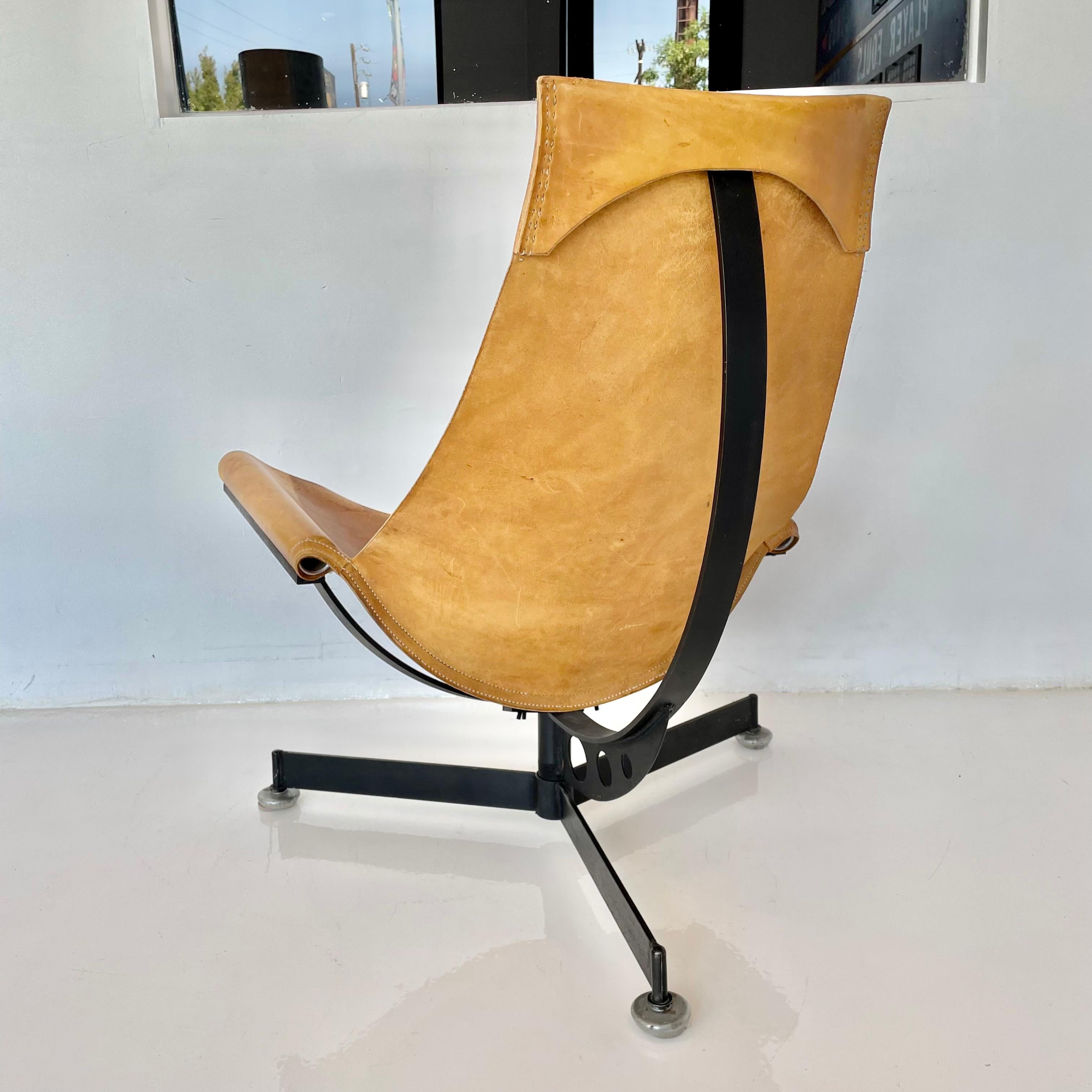 Max Gottschalk Leather and Iron Sling Chair, 1960s For Sale 6