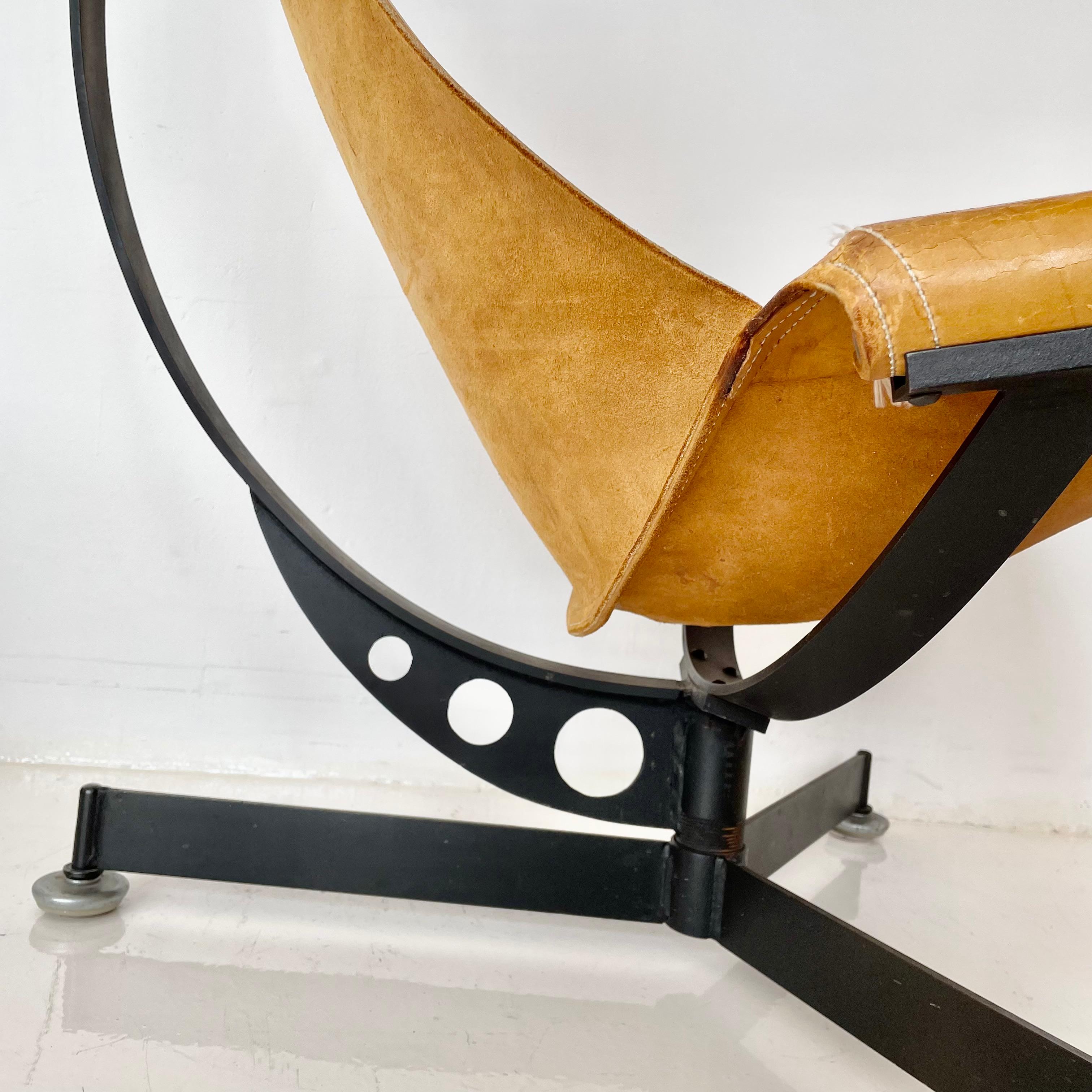Max Gottschalk Leather and Iron Sling Chair, 1960s For Sale 13