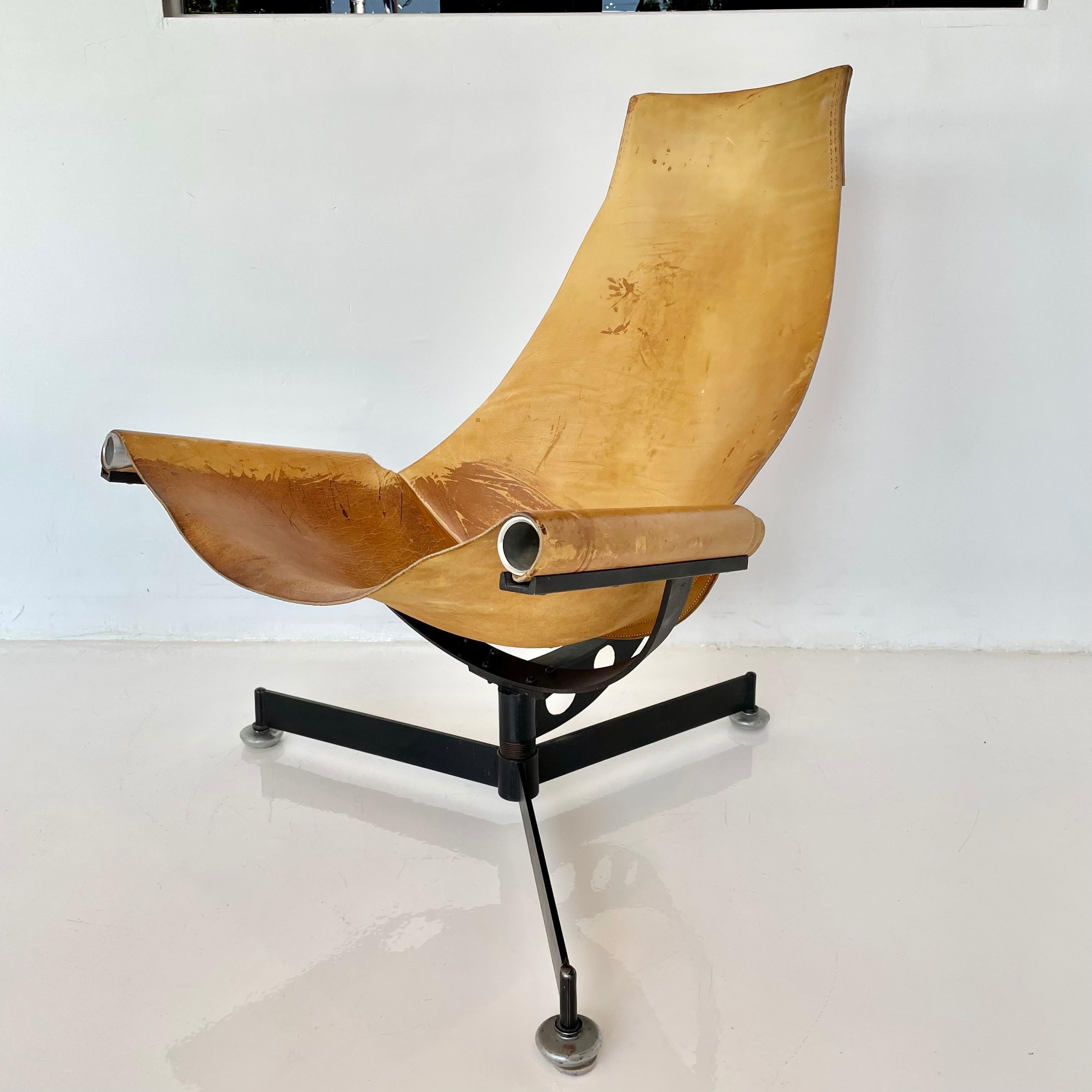 American Max Gottschalk Leather and Iron Sling Chair, 1960s For Sale