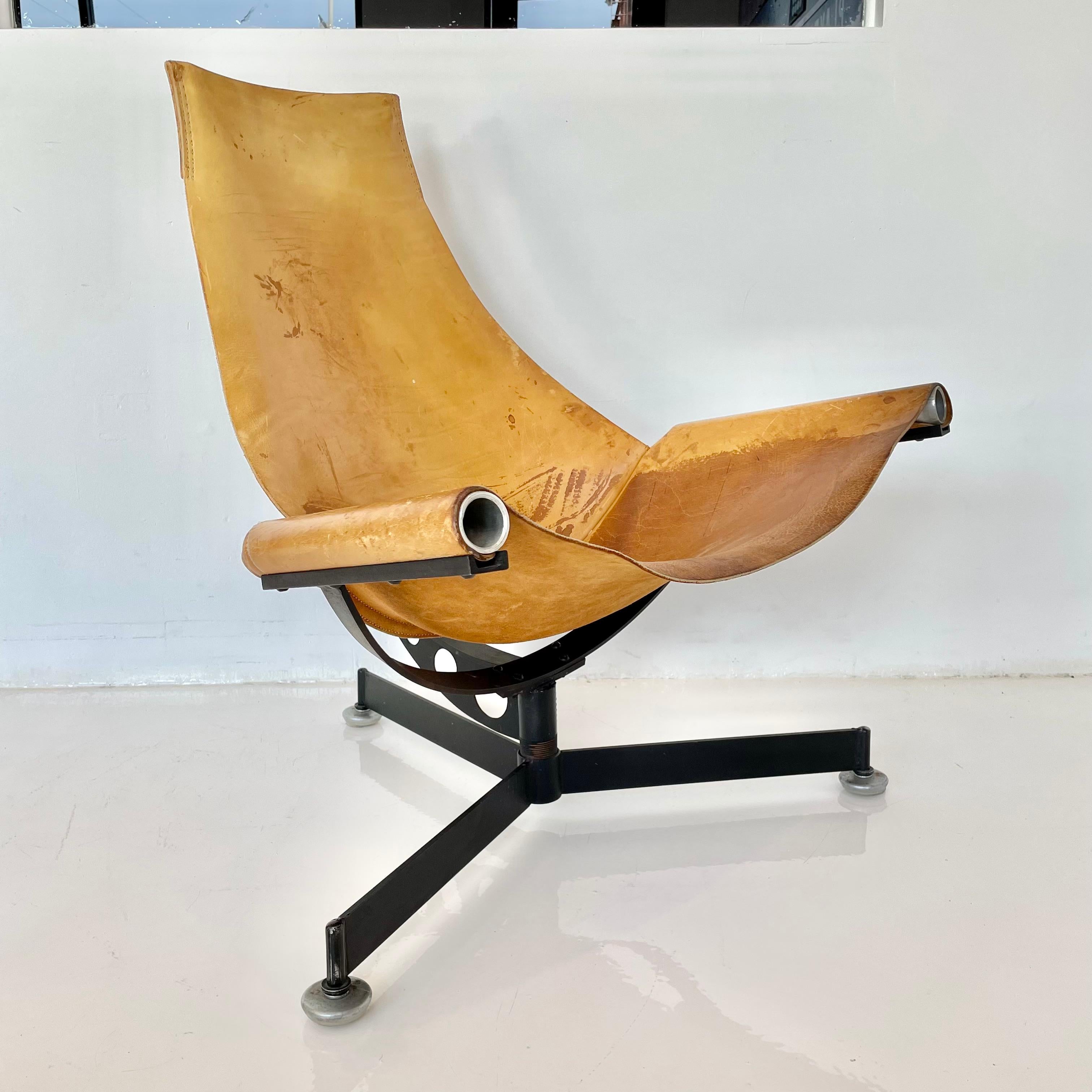 Max Gottschalk Leather and Iron Sling Chair, 1960s For Sale 1